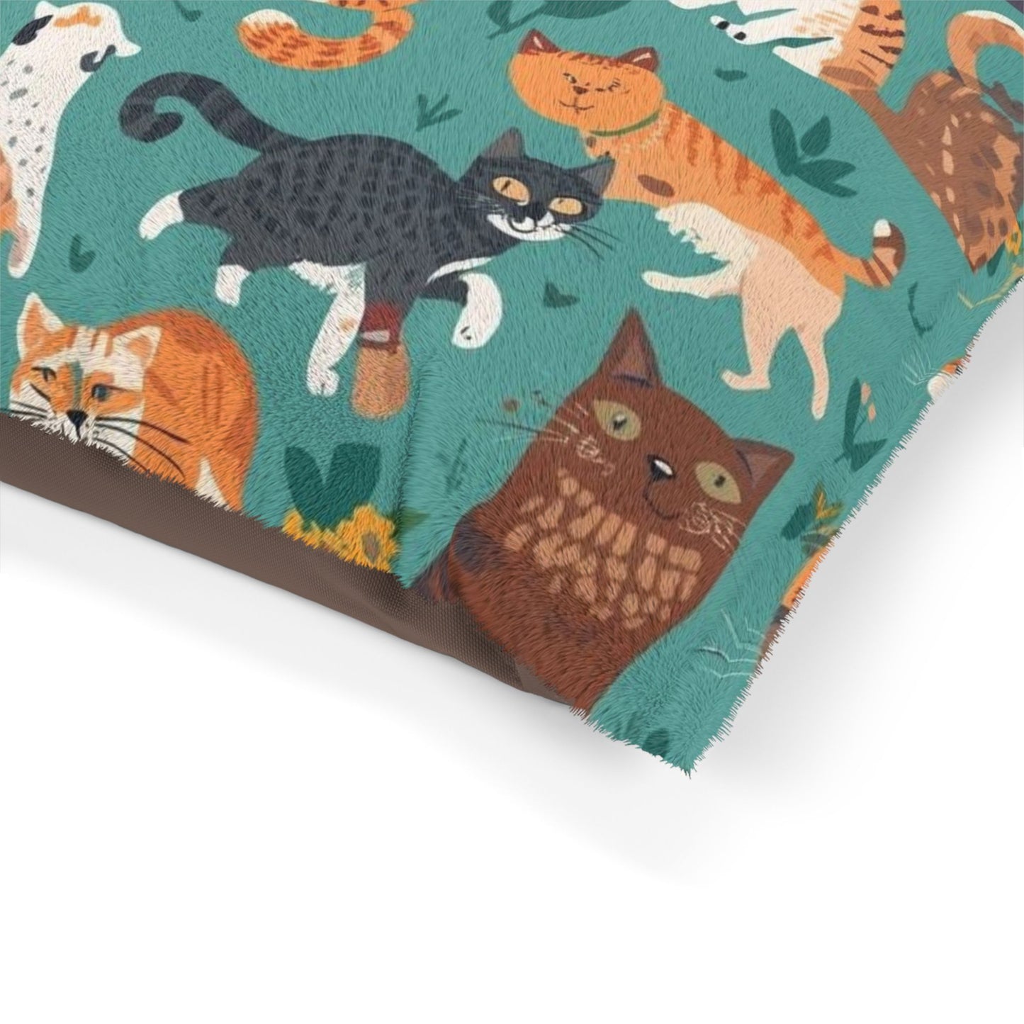 Plush cat bed with adorable feline print for cat lovers