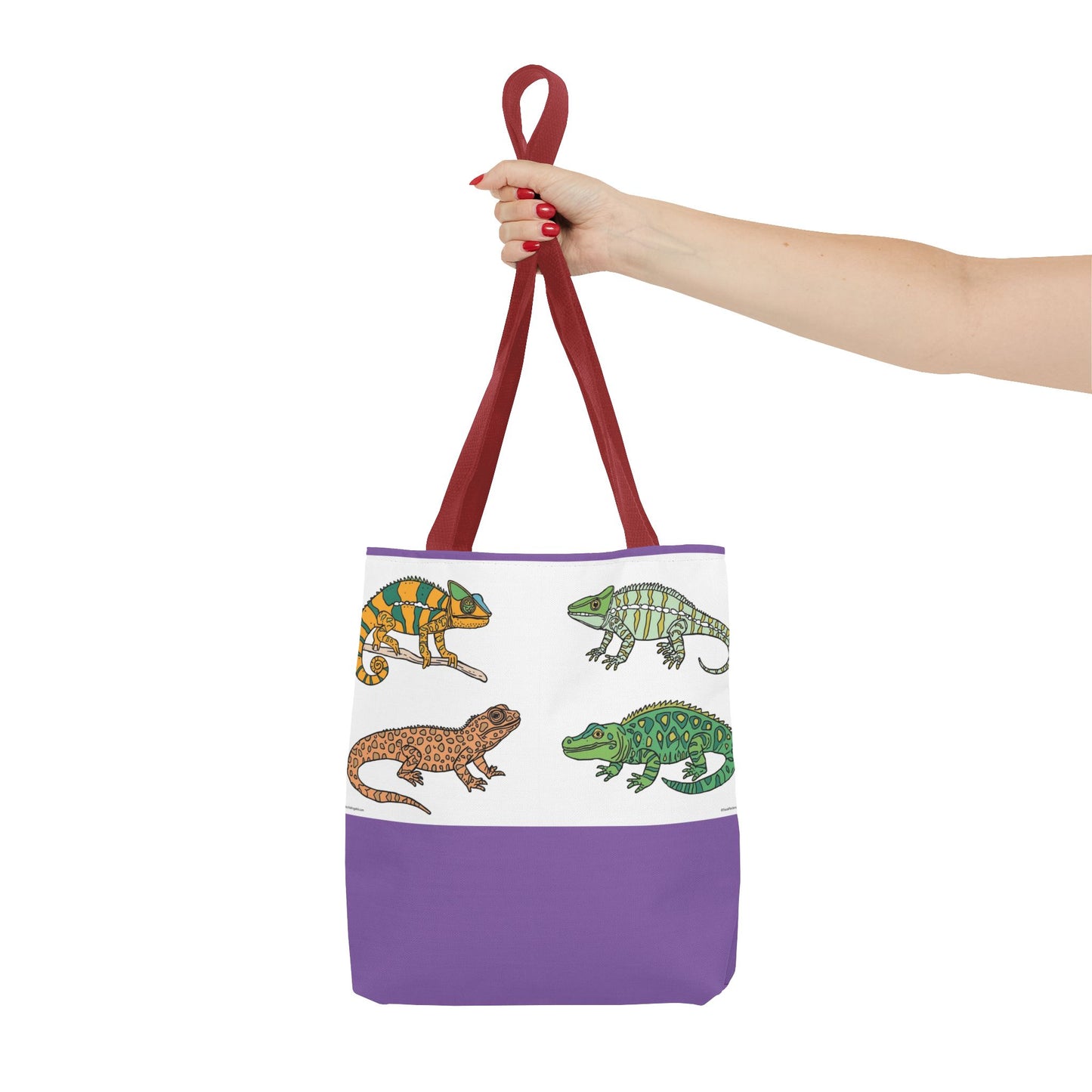 Reptile tote bag with colorful lizard print for beach and shopping