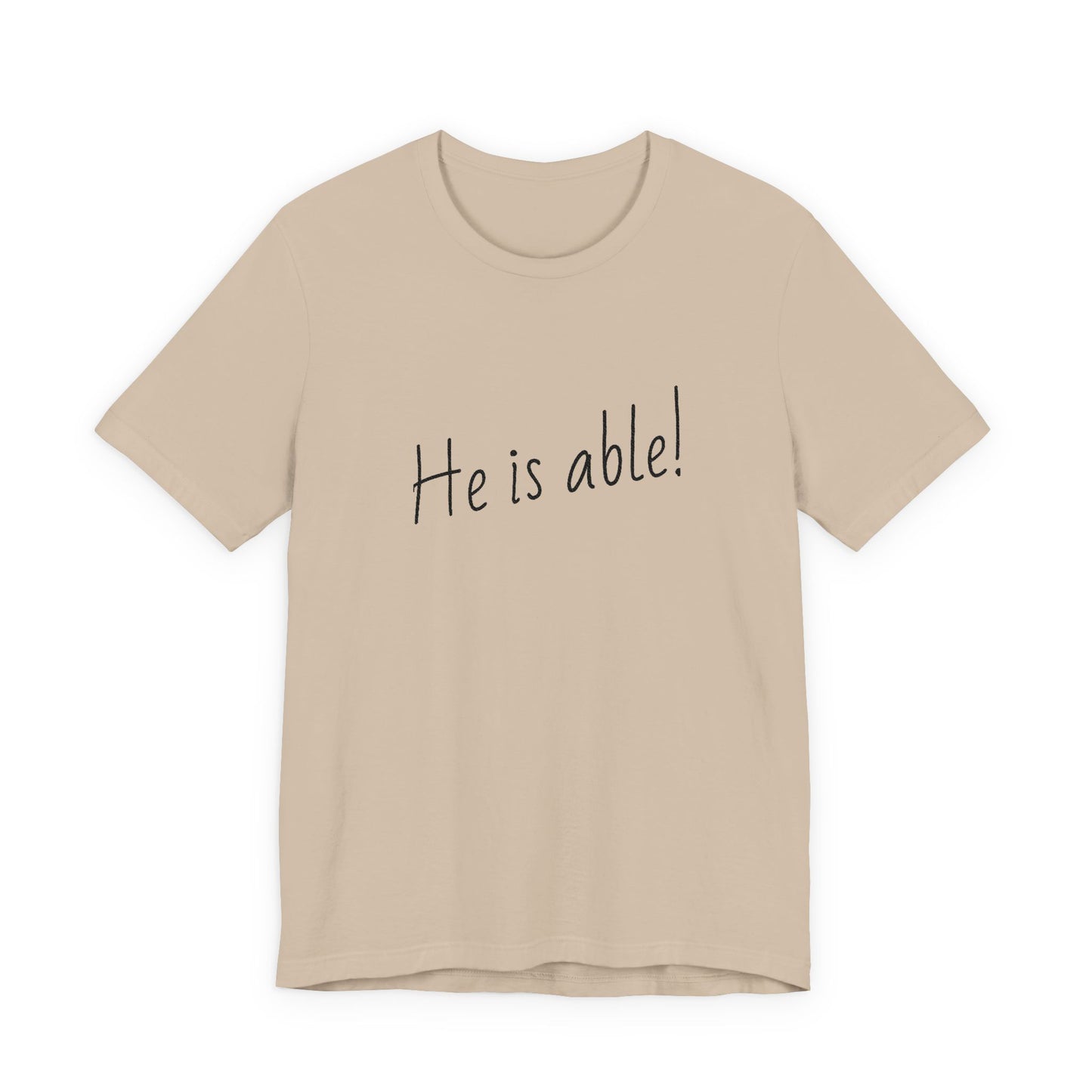 Faith-based jersey tee with inspirational message for believers