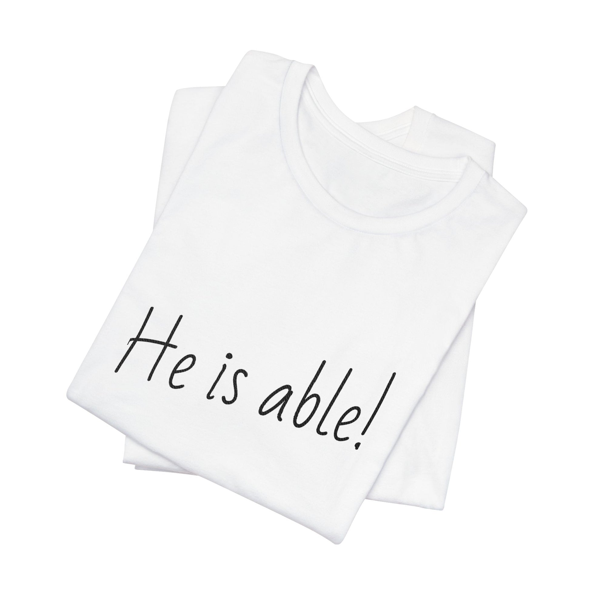 Faith-based jersey tee with inspirational message for believers