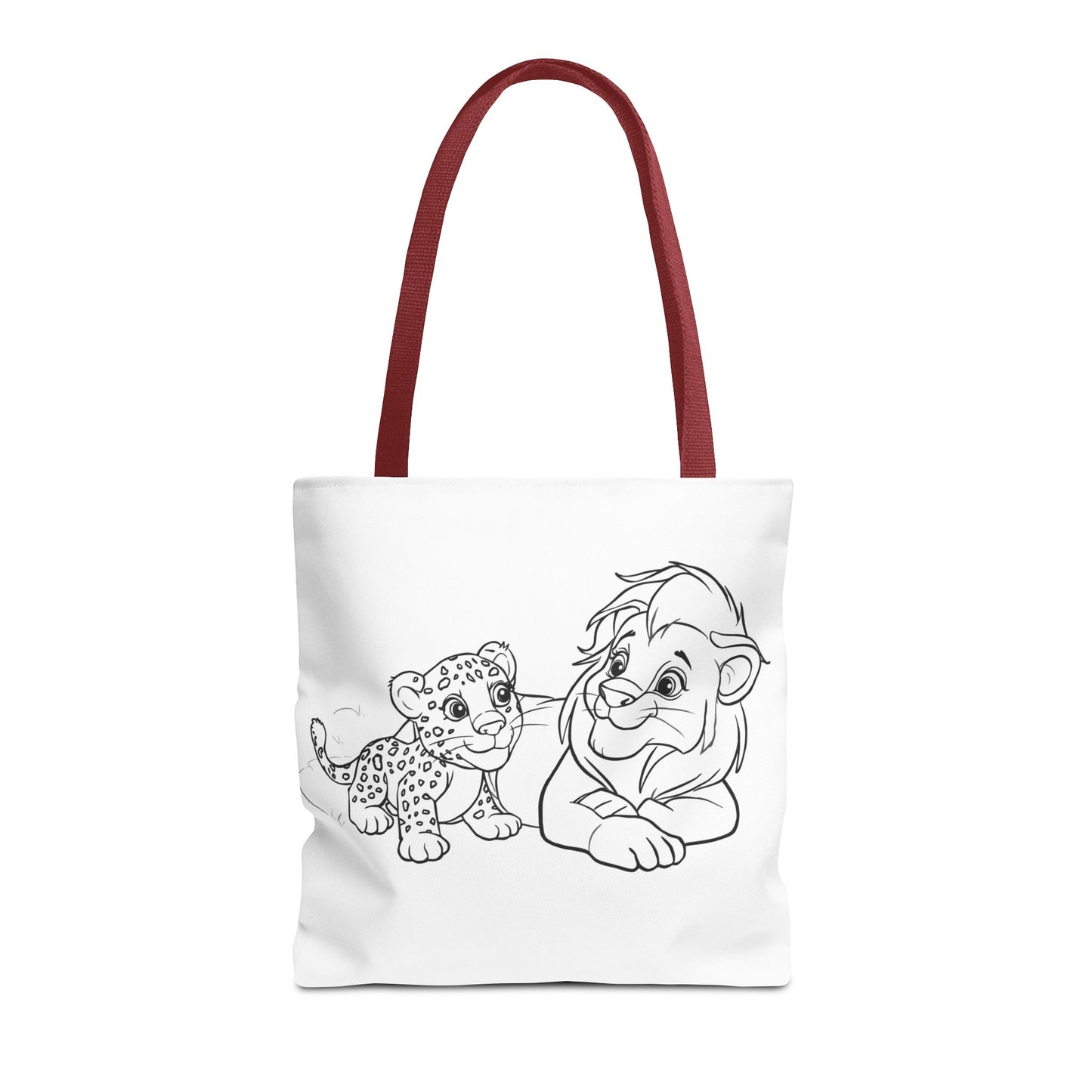 Tote bag with cartoon characters on a white background
