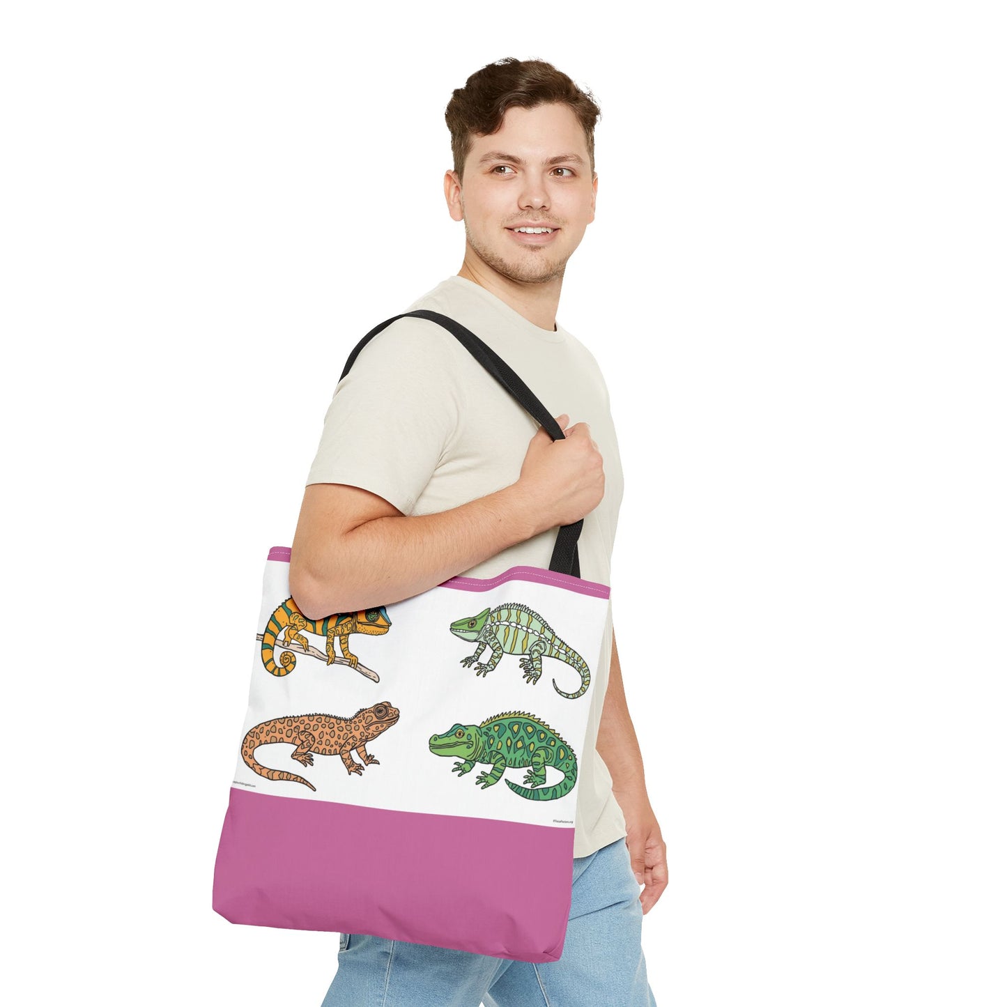 Colorful Lizard Tote Bag, Reptile Lover Gift, Eco-Friendly Shopping Bag, Beach Bag, Animal Print Purse