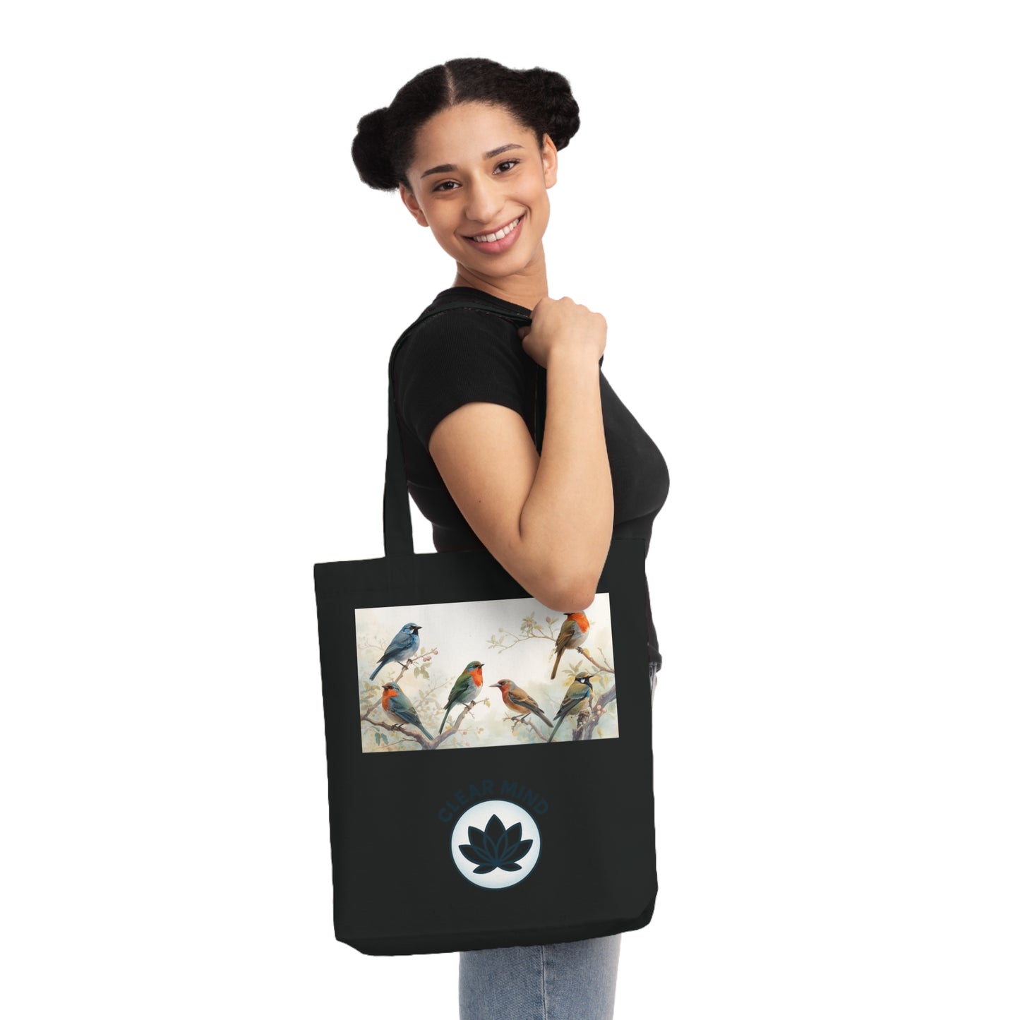 Nature-Inspired Woven Tote Bag | Clear Mind Design | Eco-Friendly Carryall, Shopping Bag, Bird Lover Gift, Gardening Tote, Boho Bag