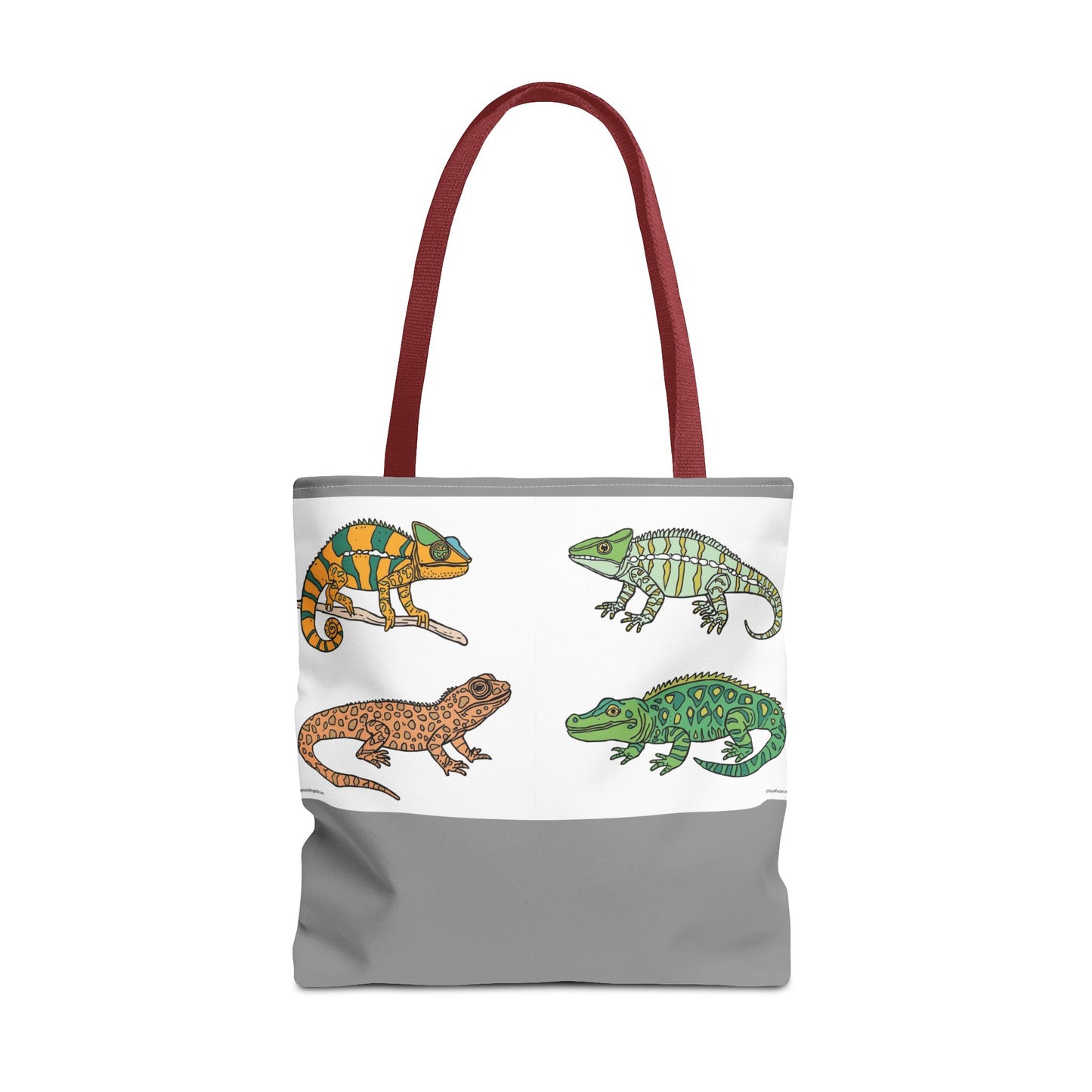 Eco-friendly lizard tote bag with colorful reptile print design