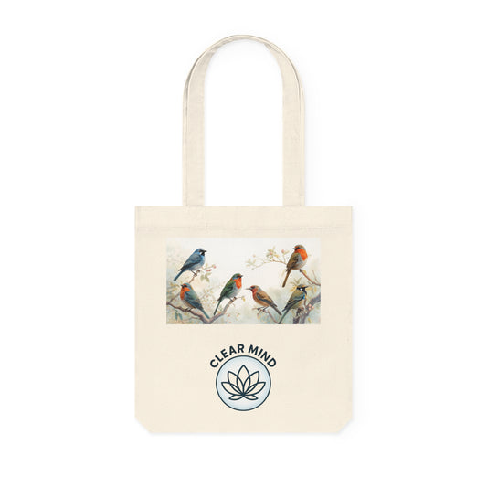 Nature-Inspired Woven Tote Bag | Clear Mind Design | Eco-Friendly Carryall, Shopping Bag, Bird Lover Gift, Gardening Tote, Boho Bag