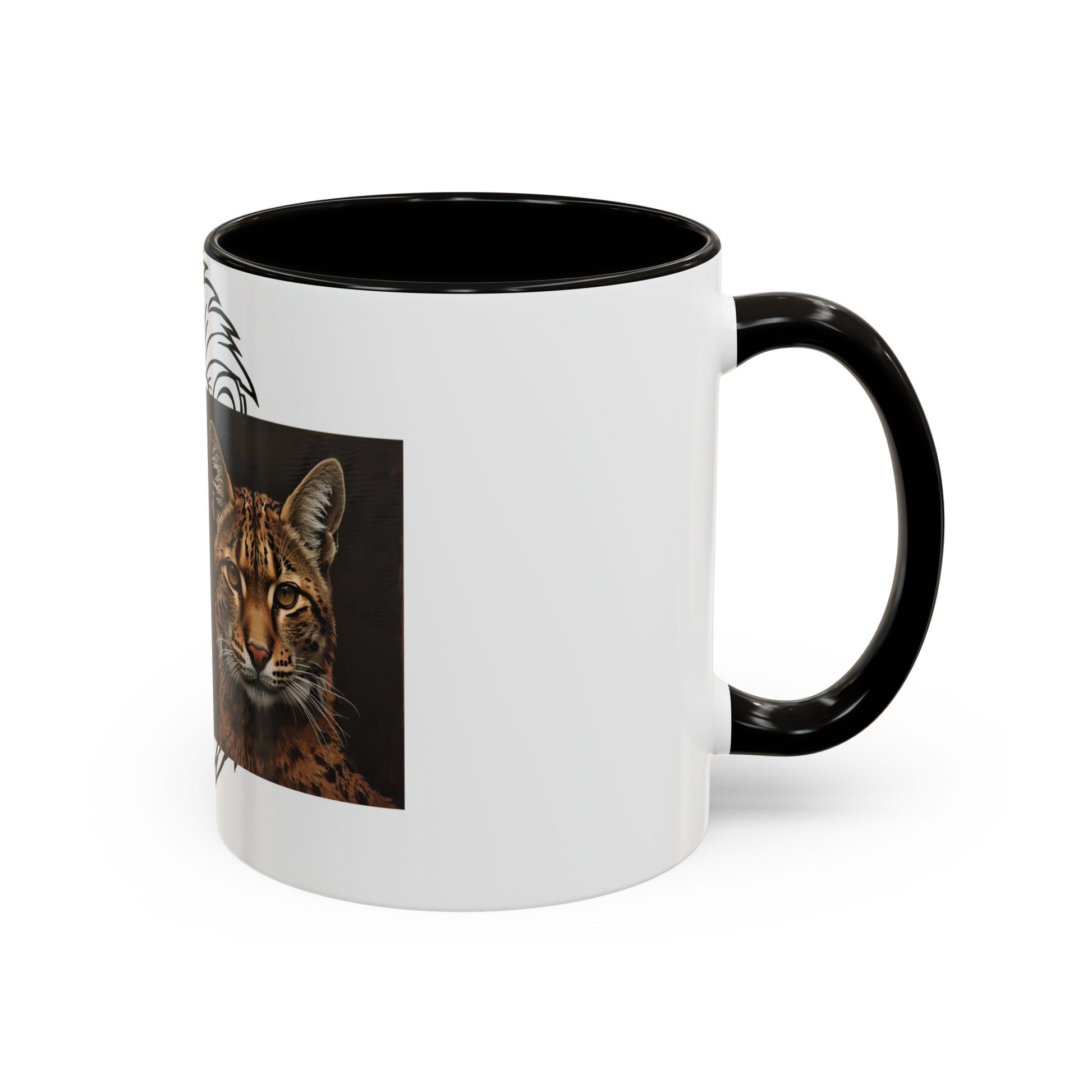 Two-tone cat mug with colorful design for cat lovers in 11oz and 15oz