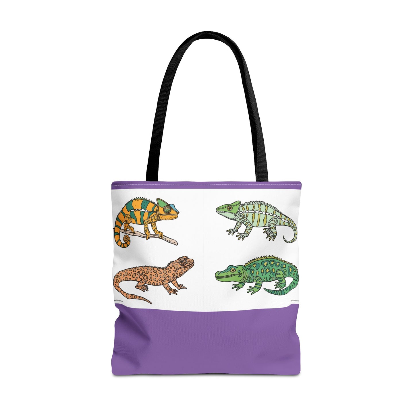 Reptile tote bag with colorful lizard print for beach and shopping
