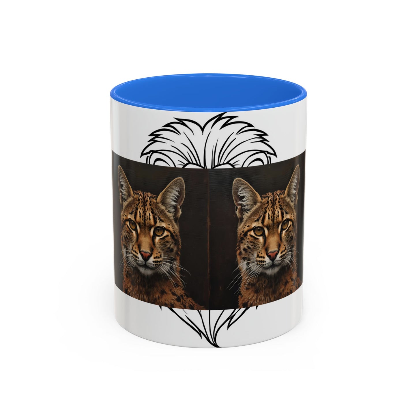 Two-tone cat mug with colorful design for cat lovers in 11oz and 15oz
