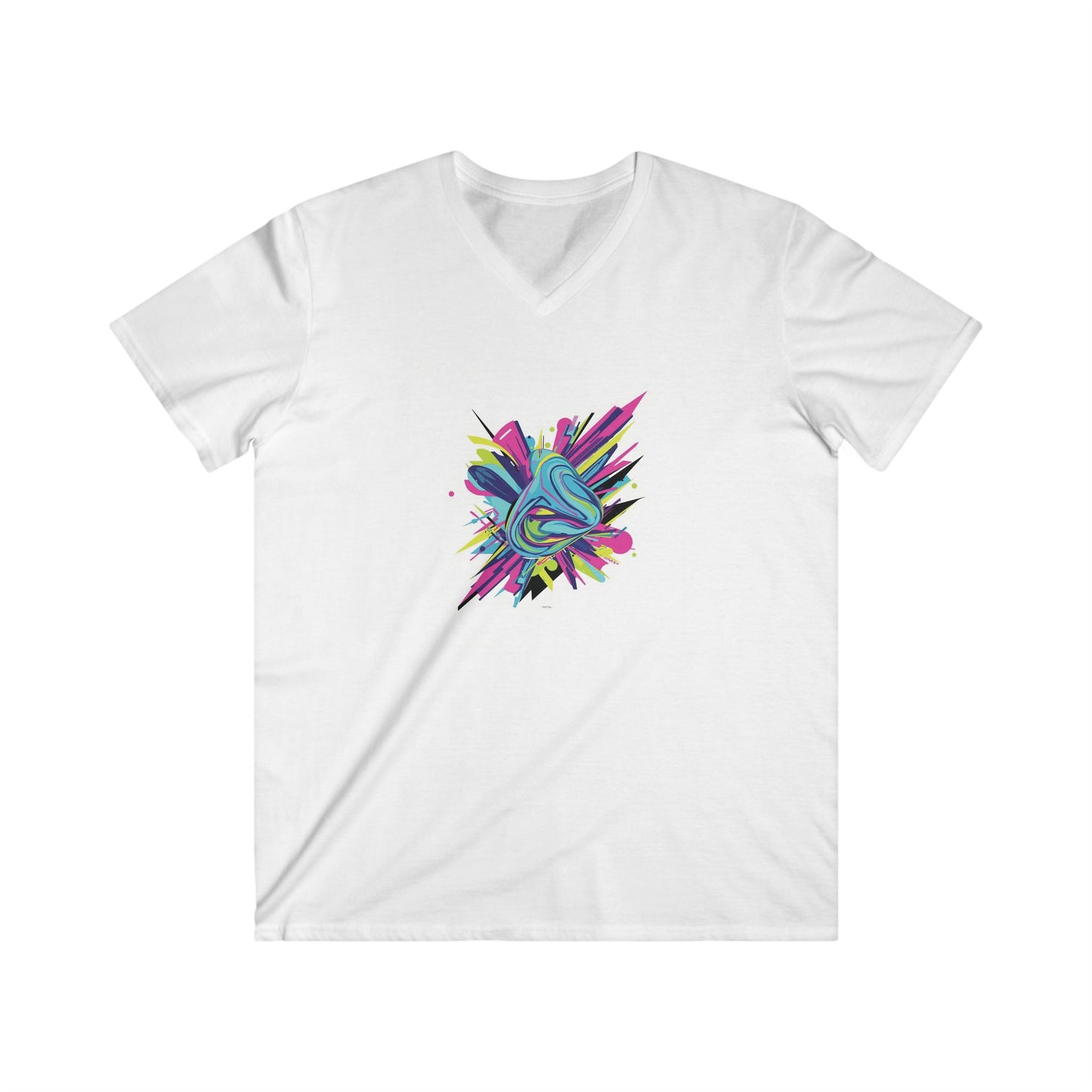 Colorful Abstract Art V-Neck Tee, Men's Short Sleeve Shirt, Casual Wear, Artist Gift, Summer Style, Vibrant Design
