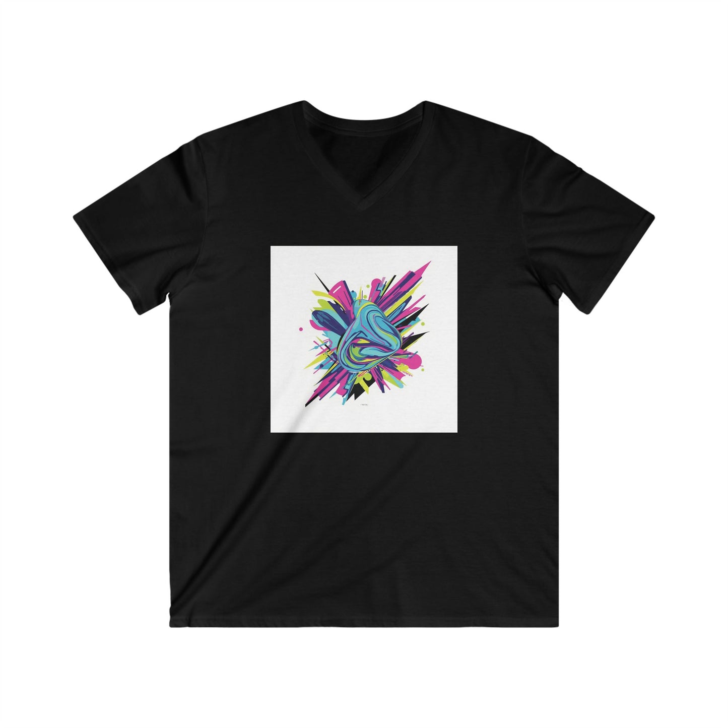 Colorful Abstract Art V-Neck Tee, Men's Short Sleeve Shirt, Casual Wear, Artist Gift, Summer Style, Vibrant Design