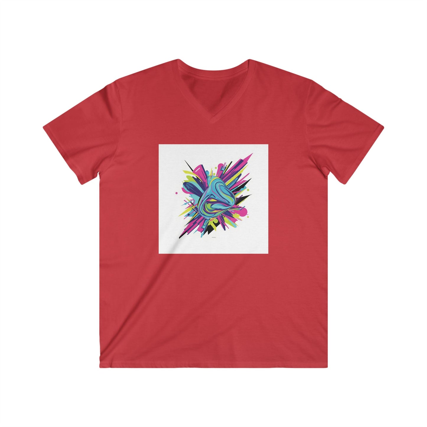 Colorful Abstract Art V-Neck Tee, Men's Short Sleeve Shirt, Casual Wear, Artist Gift, Summer Style, Vibrant Design