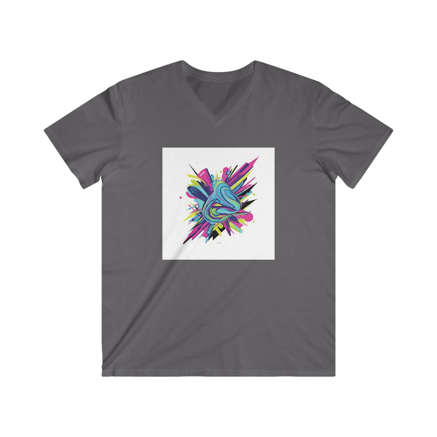 Colorful Abstract Art V-Neck Tee, Men's Short Sleeve Shirt, Casual Wear, Artist Gift, Summer Style, Vibrant Design