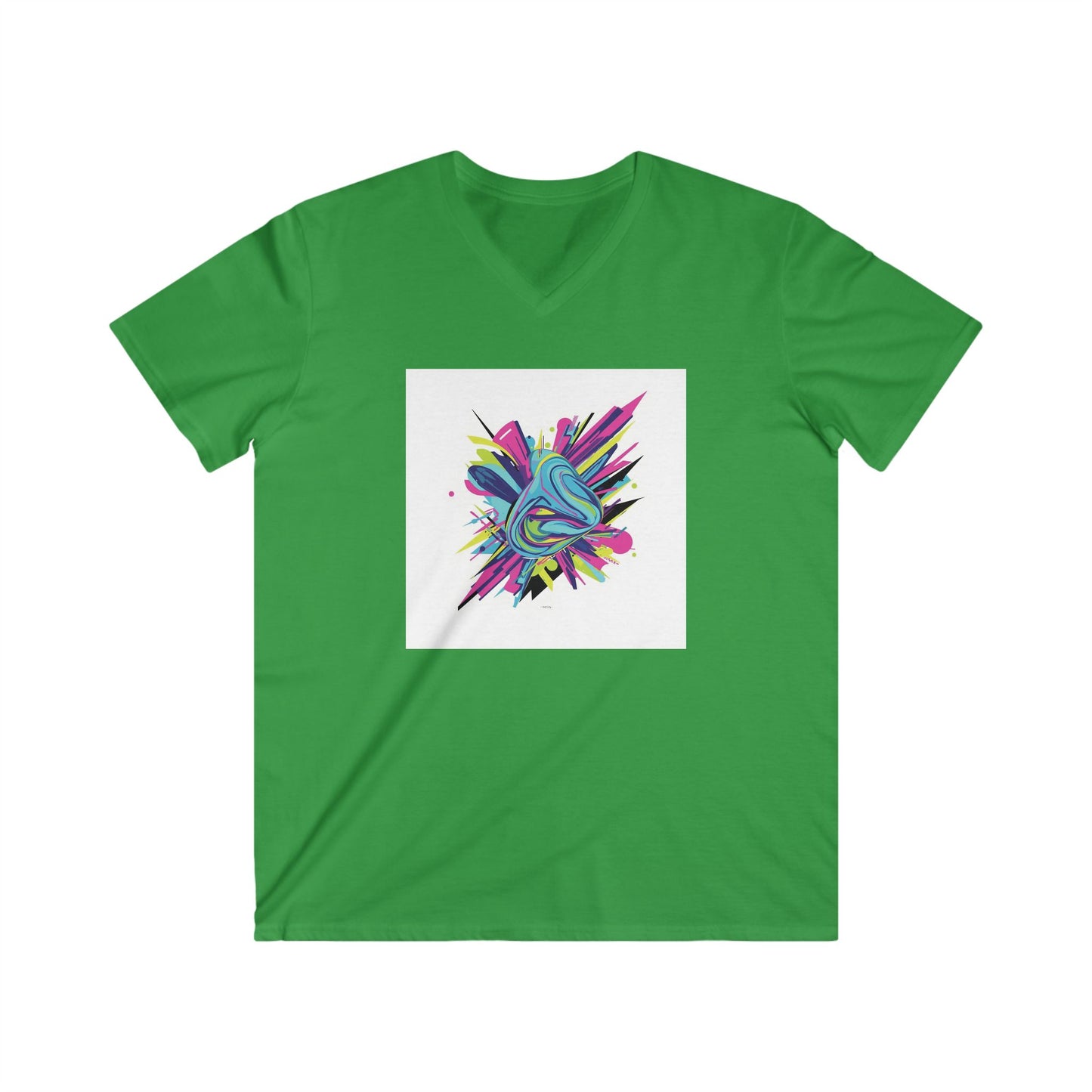 Colorful Abstract Art V-Neck Tee, Men's Short Sleeve Shirt, Casual Wear, Artist Gift, Summer Style, Vibrant Design
