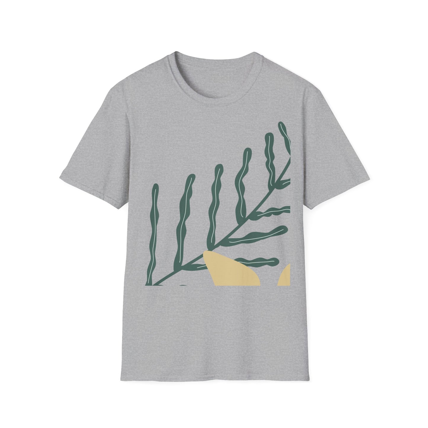 Soft cotton botanical print tee with flowering plant illustration
