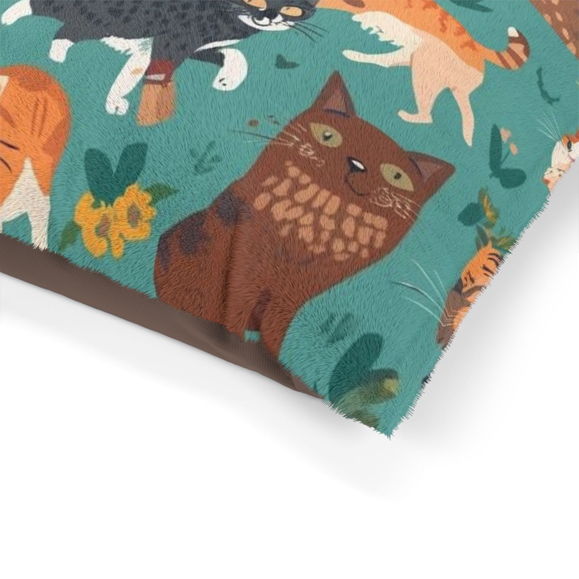 Plush cat bed with adorable feline print for cat lovers