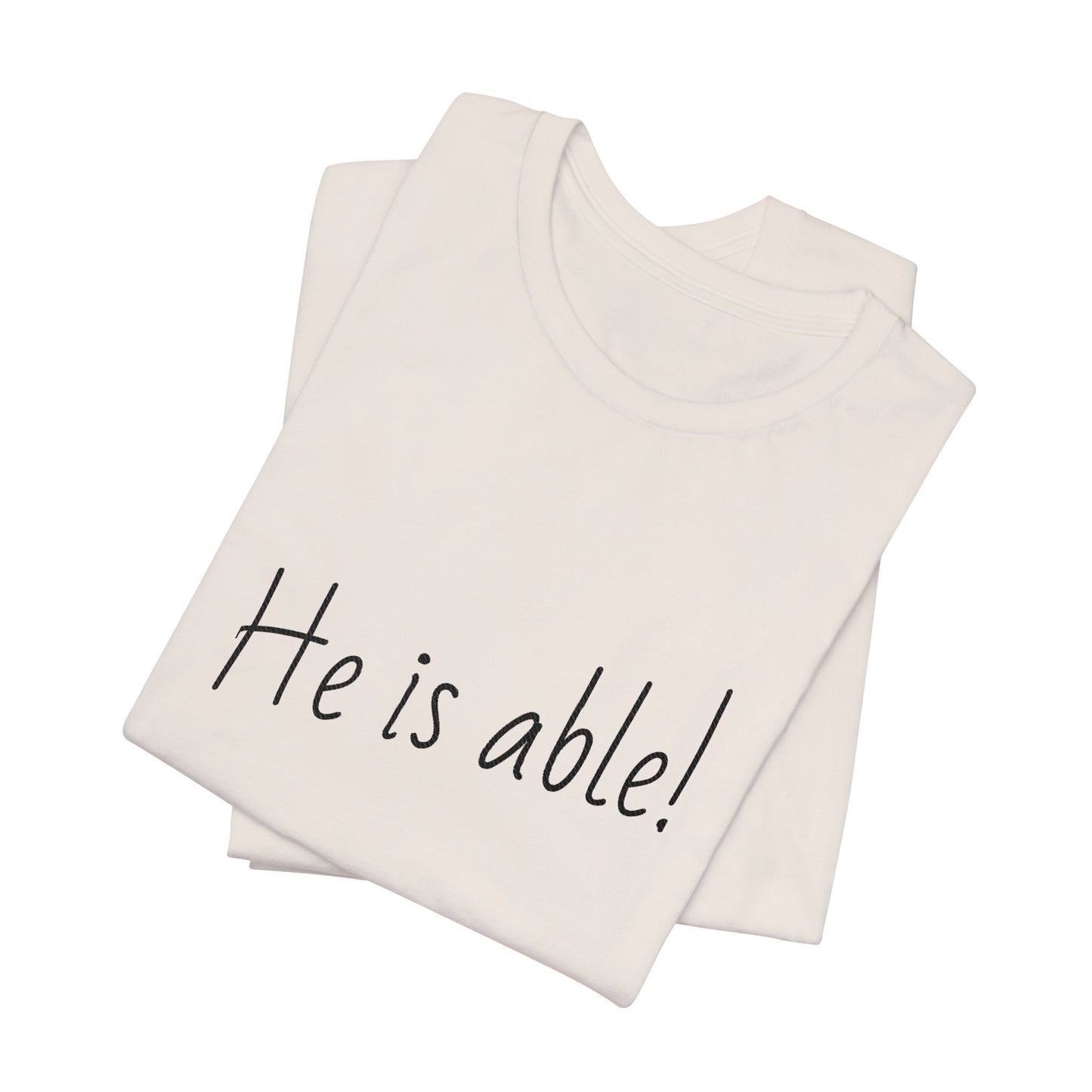 Faith-based jersey tee with inspirational message for believers