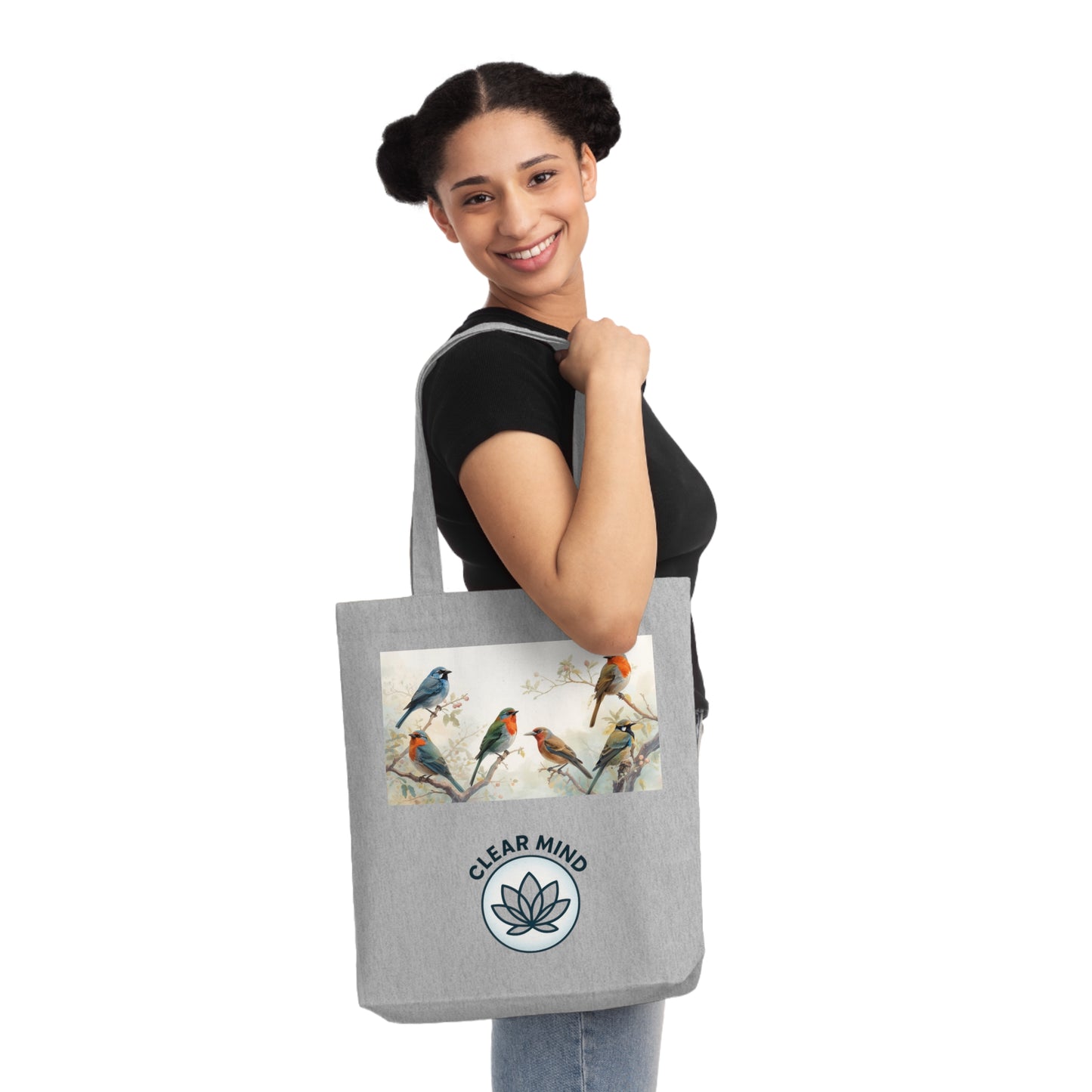 Nature-Inspired Woven Tote Bag | Clear Mind Design | Eco-Friendly Carryall, Shopping Bag, Bird Lover Gift, Gardening Tote, Boho Bag