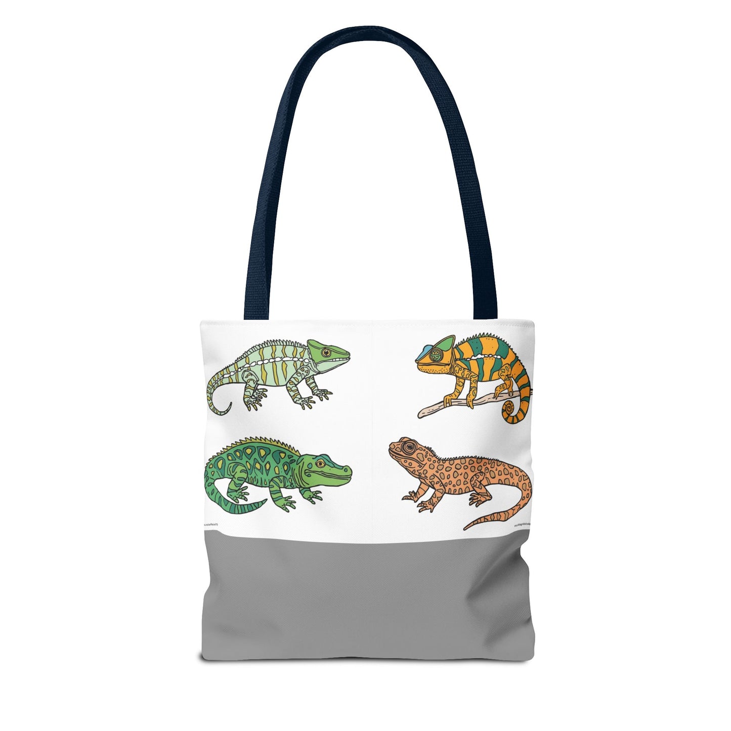 Eco-friendly lizard tote bag with colorful reptile print design