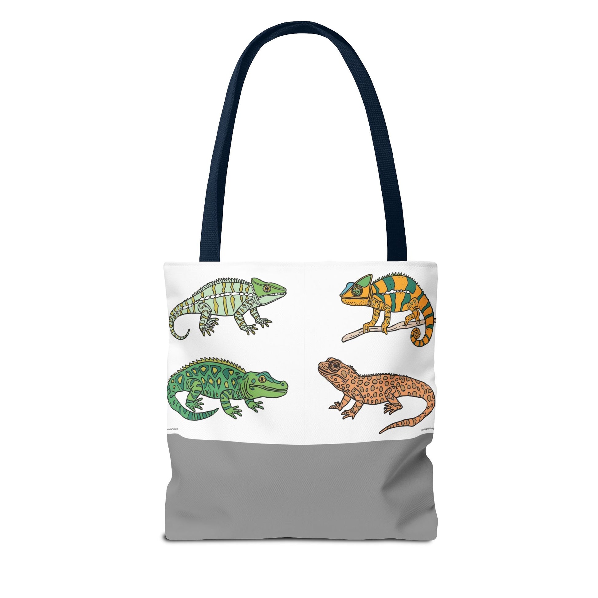 Eco-friendly lizard tote bag with colorful reptile print design