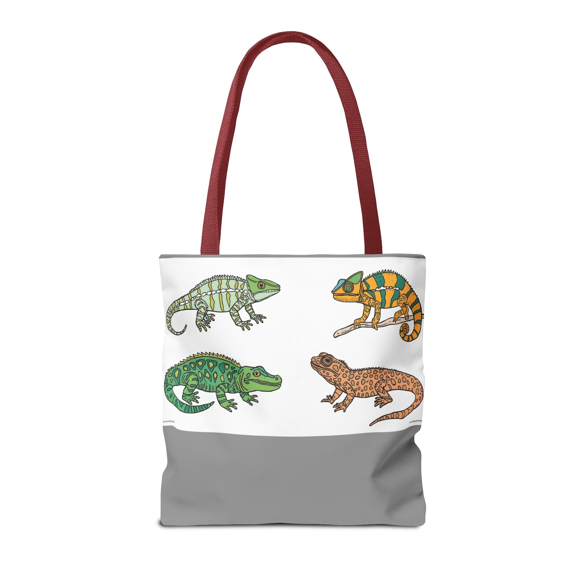Eco-friendly lizard tote bag with colorful reptile print design