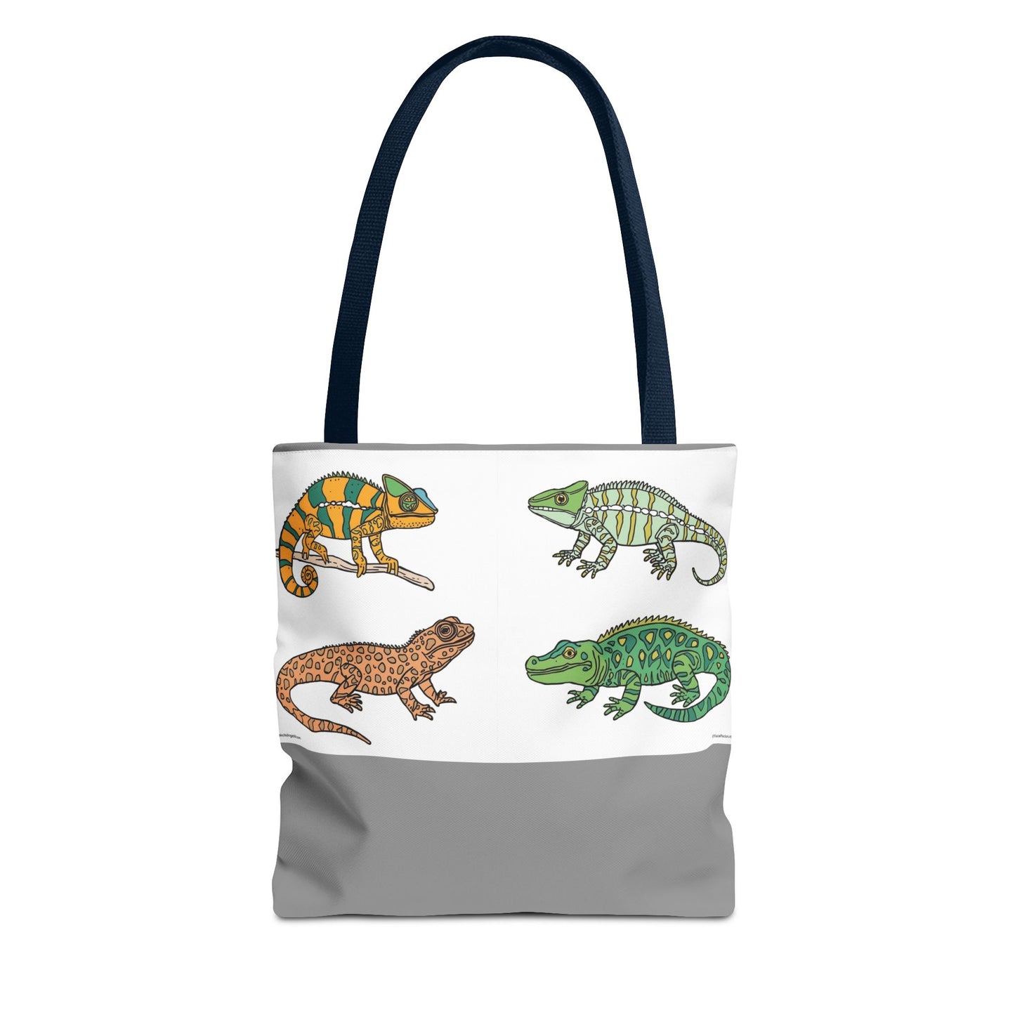 Eco-friendly lizard tote bag with colorful reptile print design