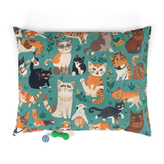 Plush cat bed with adorable feline print for cat lovers