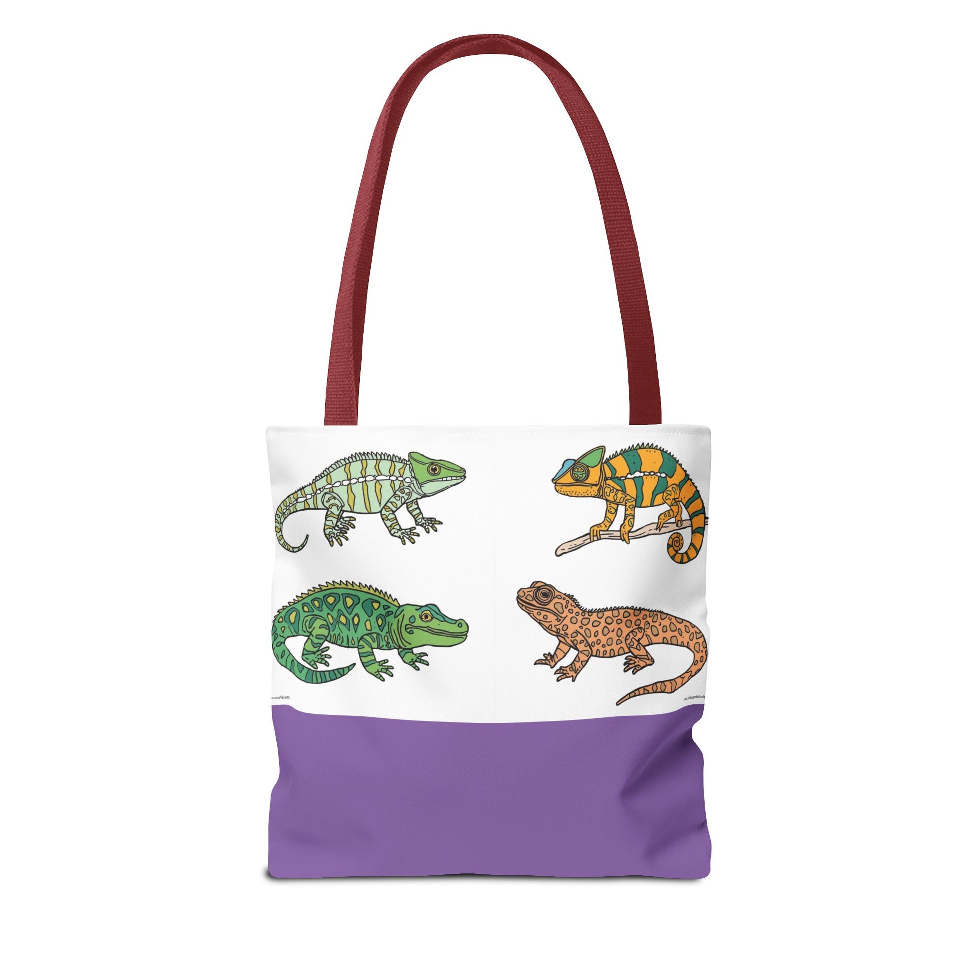 Reptile tote bag with colorful lizard print for beach and shopping