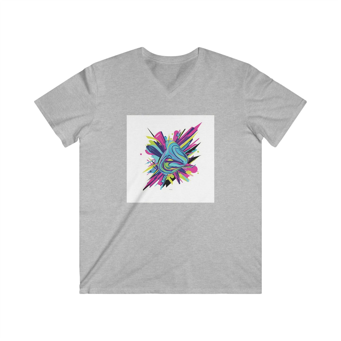 Colorful Abstract Art V-Neck Tee, Men's Short Sleeve Shirt, Casual Wear, Artist Gift, Summer Style, Vibrant Design
