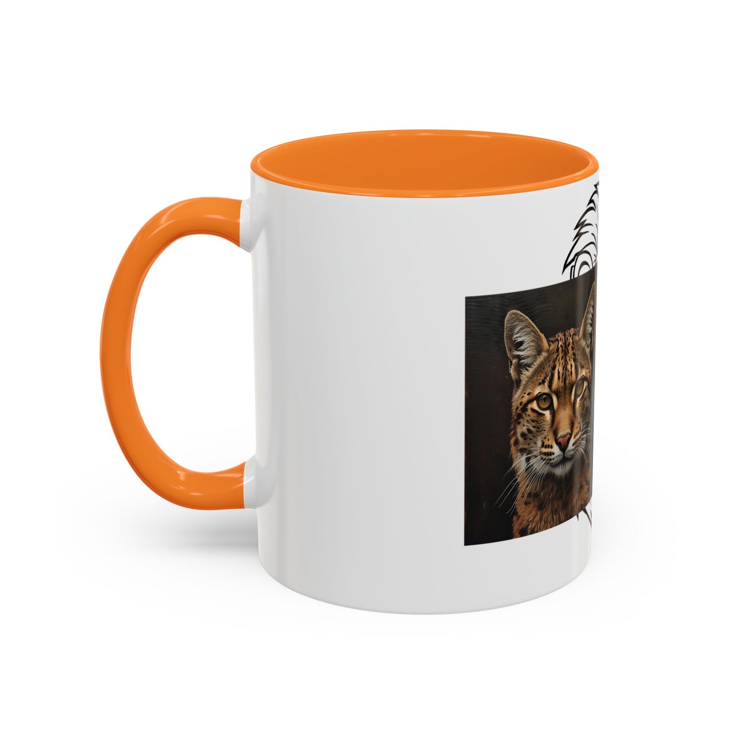 Two-tone cat mug with colorful design for cat lovers in 11oz and 15oz