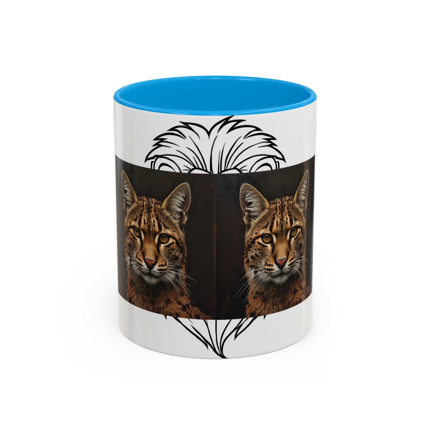 Two-tone cat mug with colorful design for cat lovers in 11oz and 15oz