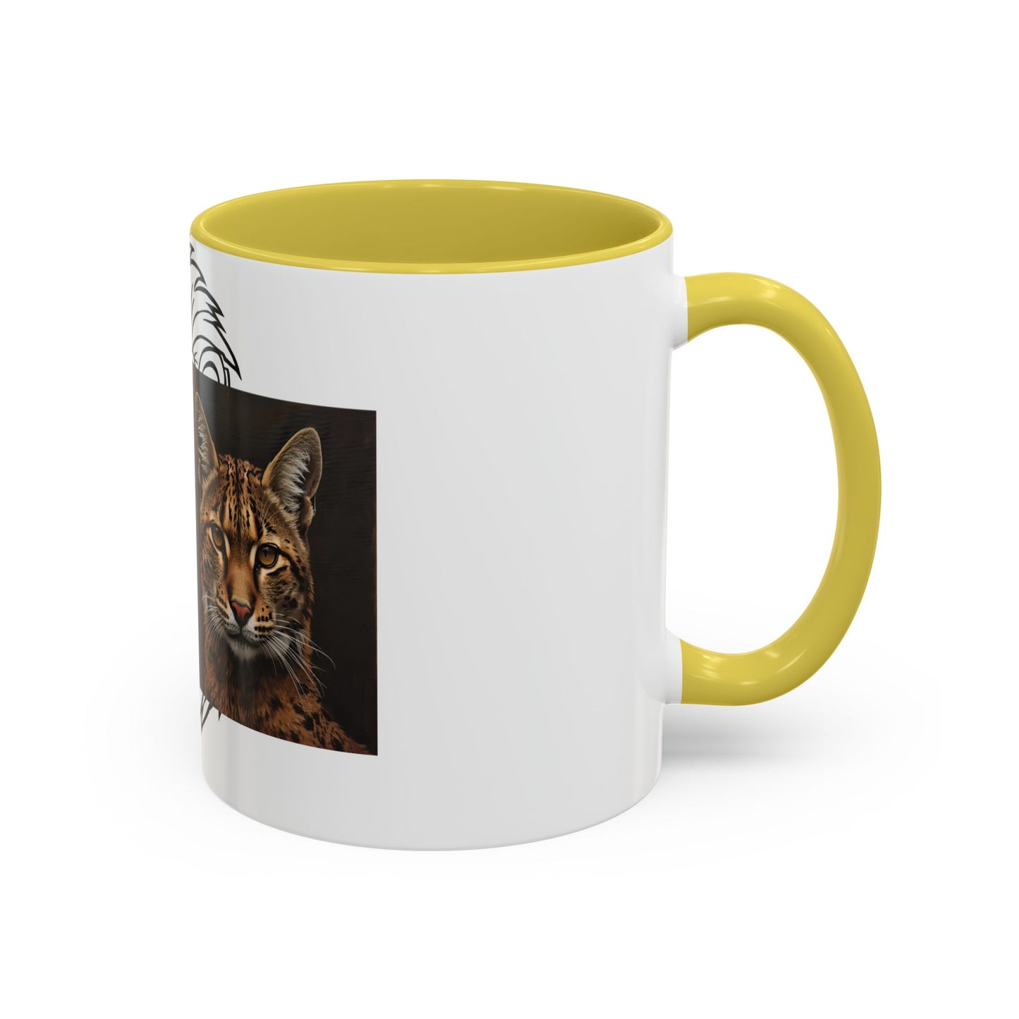 Two-tone cat mug with colorful design for cat lovers in 11oz and 15oz