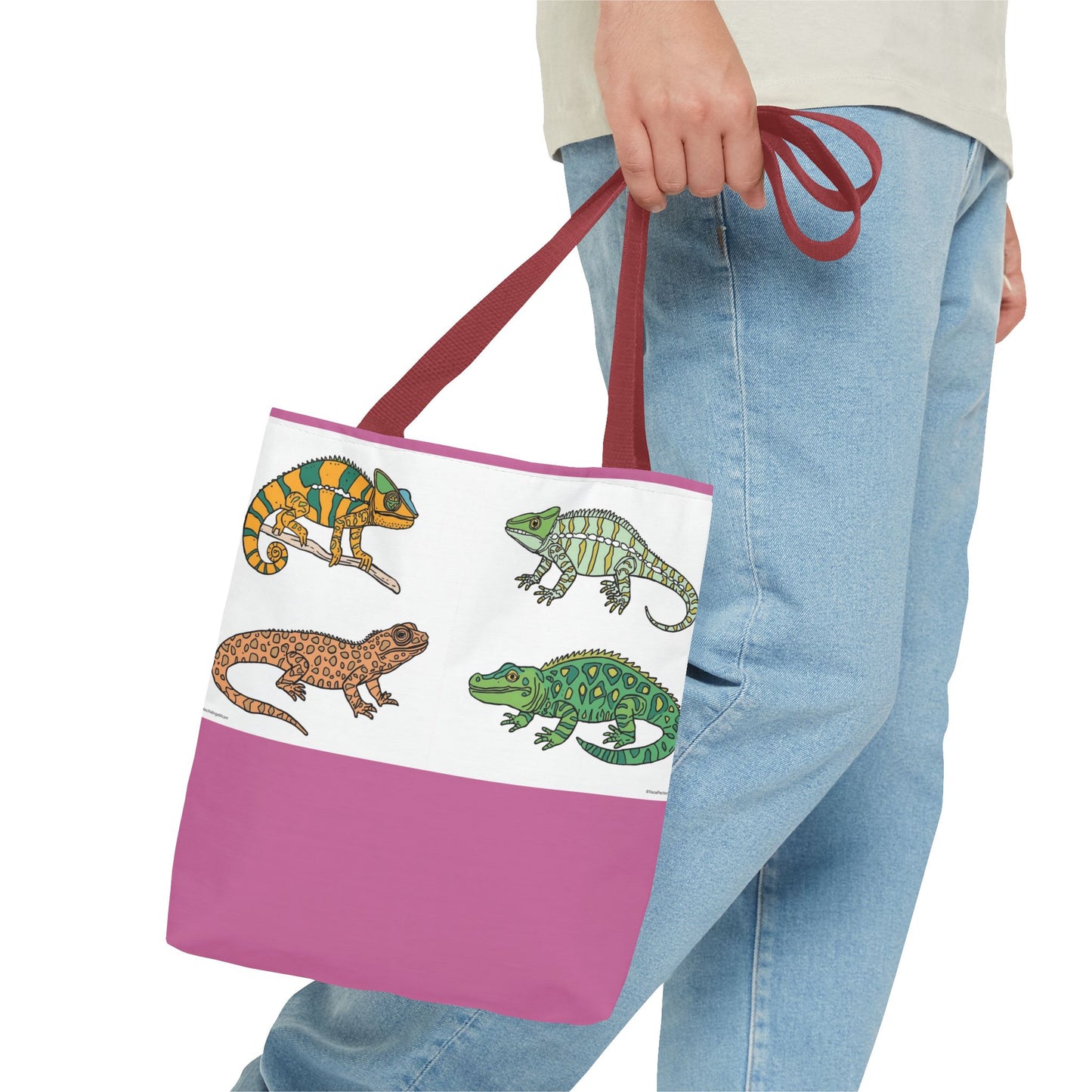 Colorful Lizard Tote Bag, Reptile Lover Gift, Eco-Friendly Shopping Bag, Beach Bag, Animal Print Purse