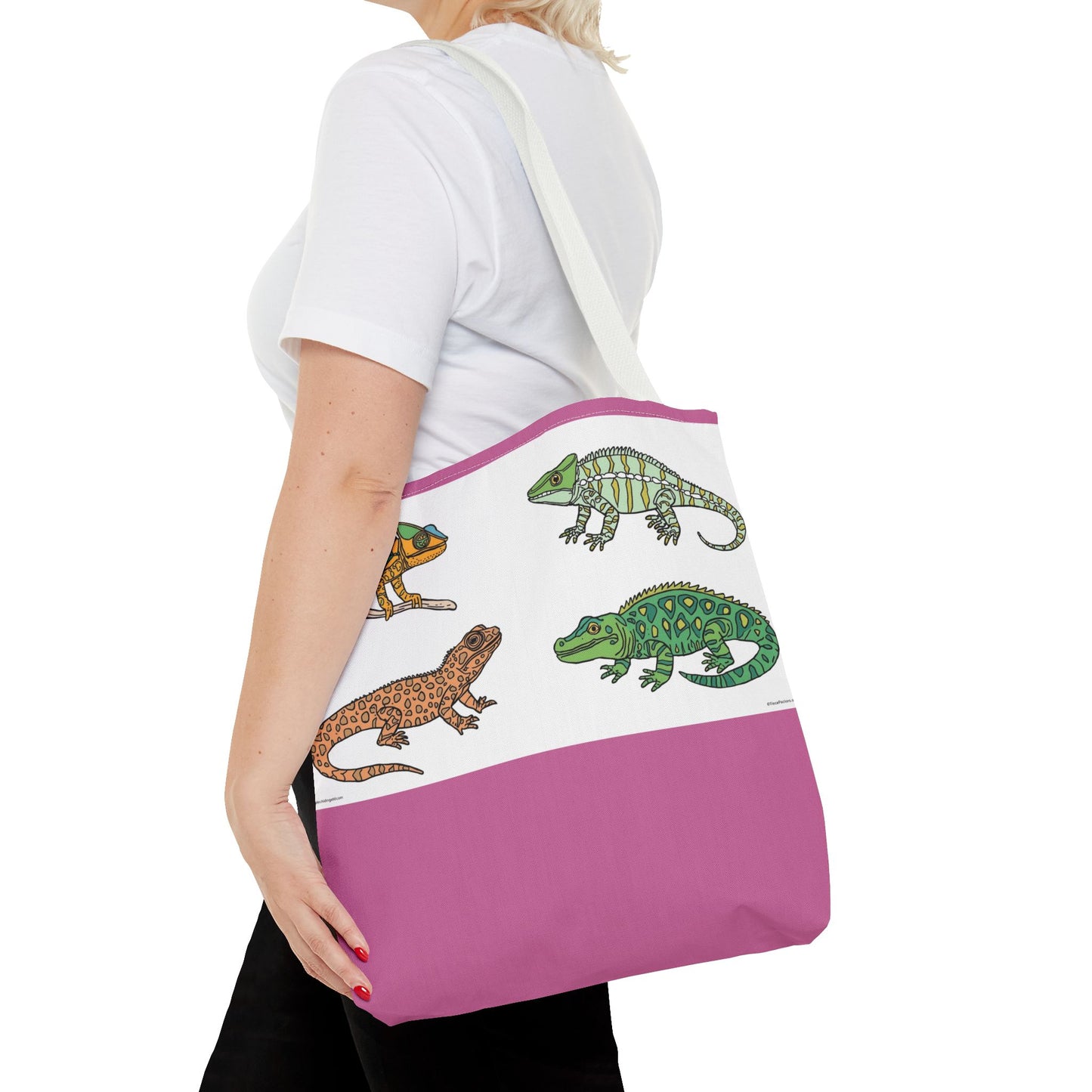 Colorful Lizard Tote Bag, Reptile Lover Gift, Eco-Friendly Shopping Bag, Beach Bag, Animal Print Purse