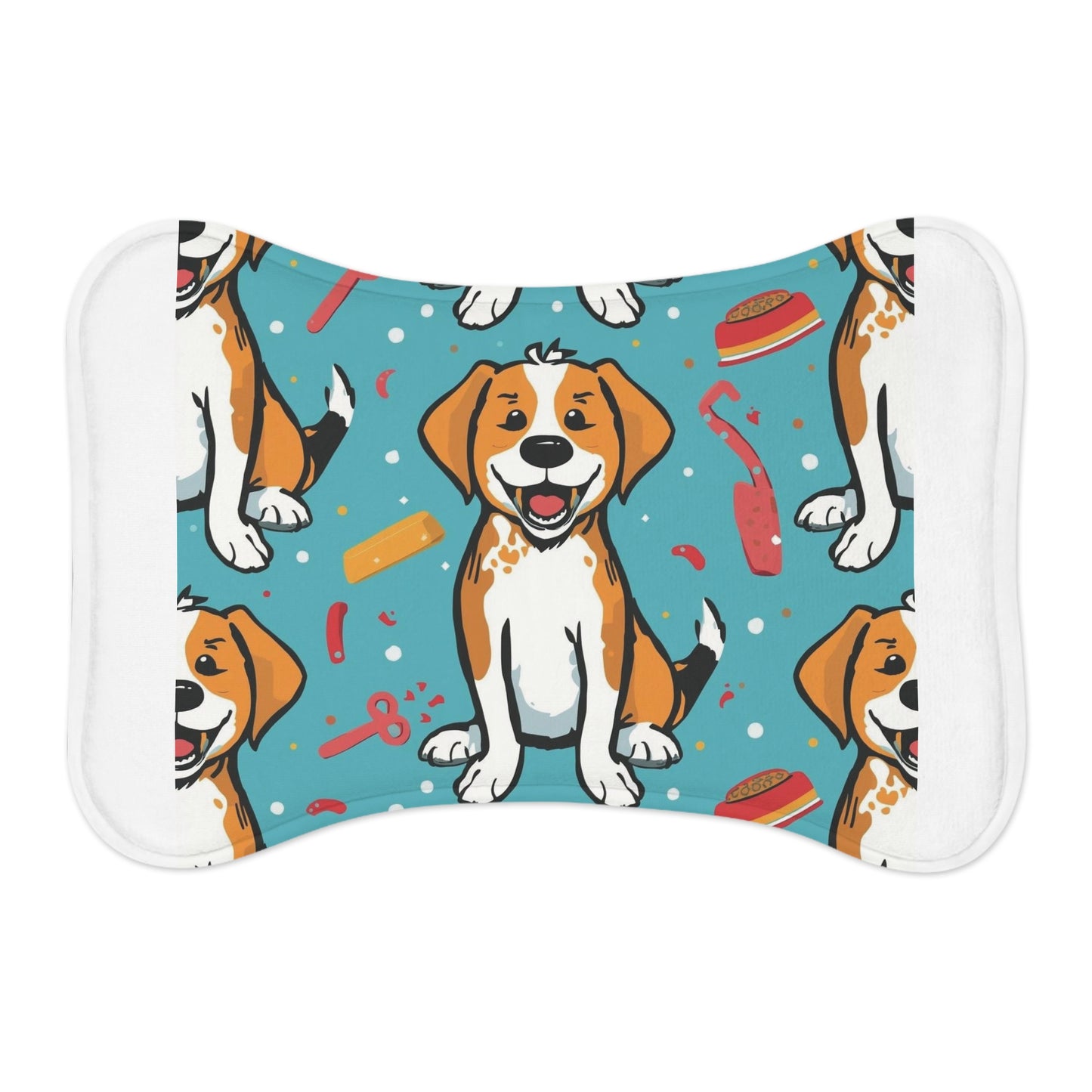 Washable pet feeding mat with fun design for dogs and cats