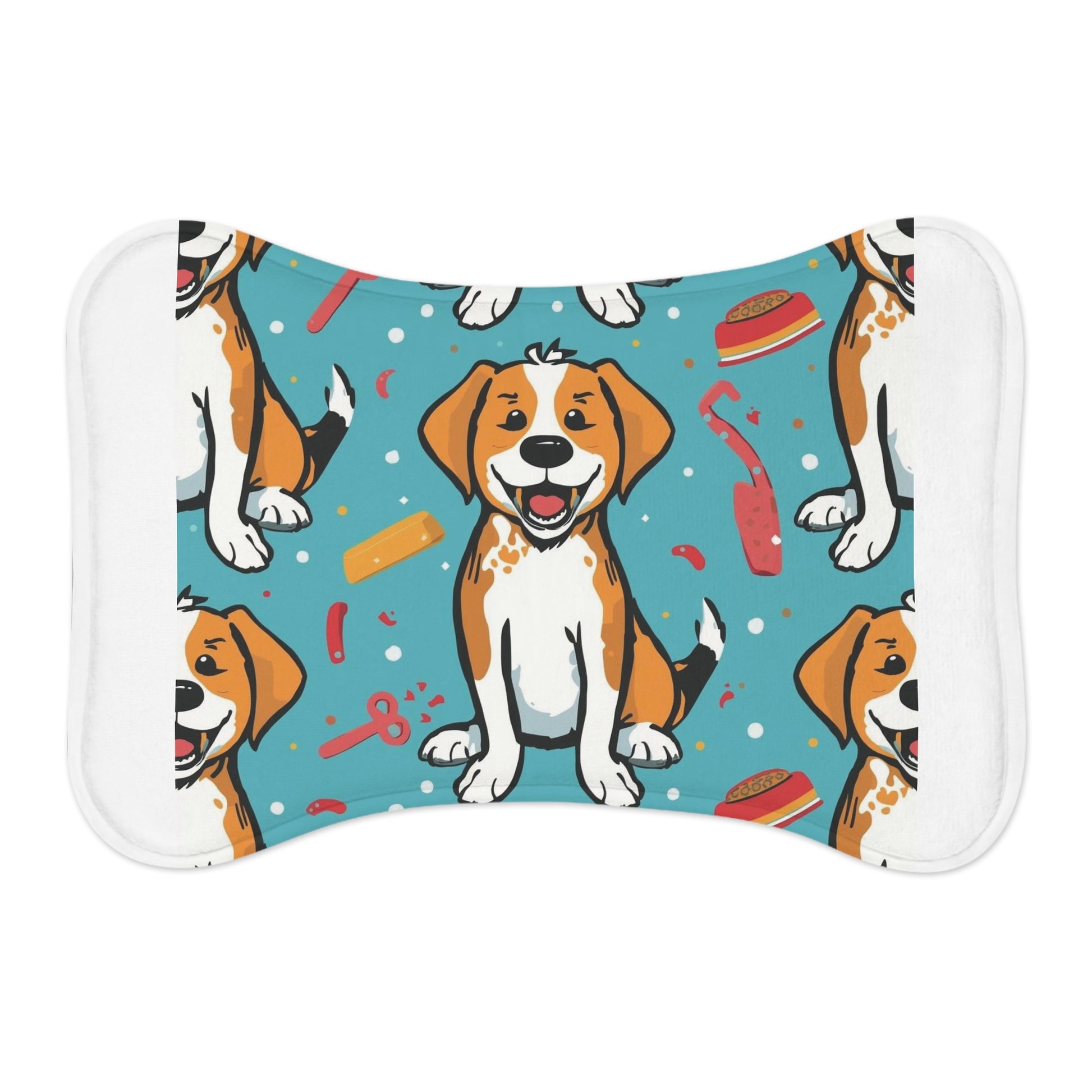 Washable pet feeding mat with fun design for dogs and cats