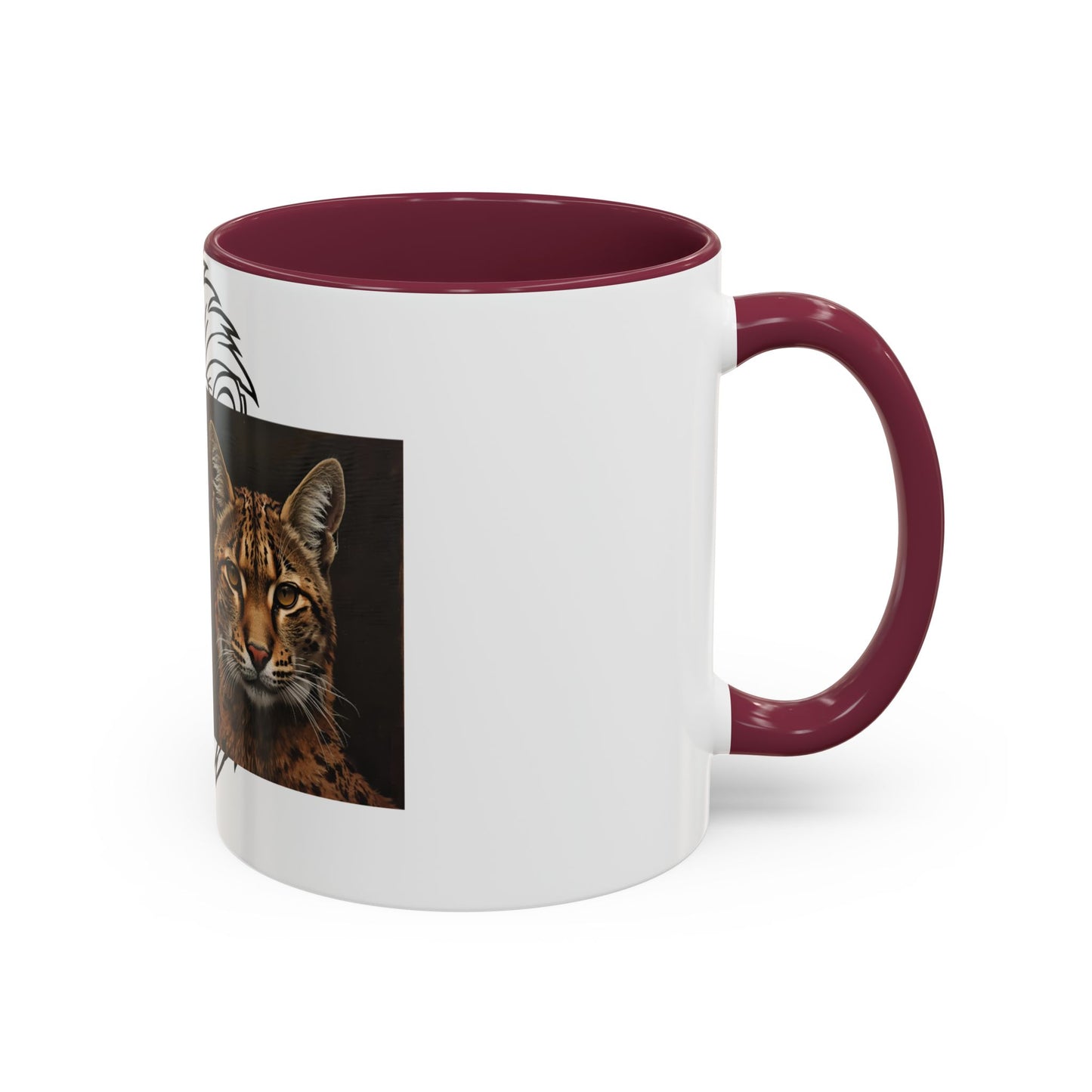 Two-tone cat mug with colorful design for cat lovers in 11oz and 15oz