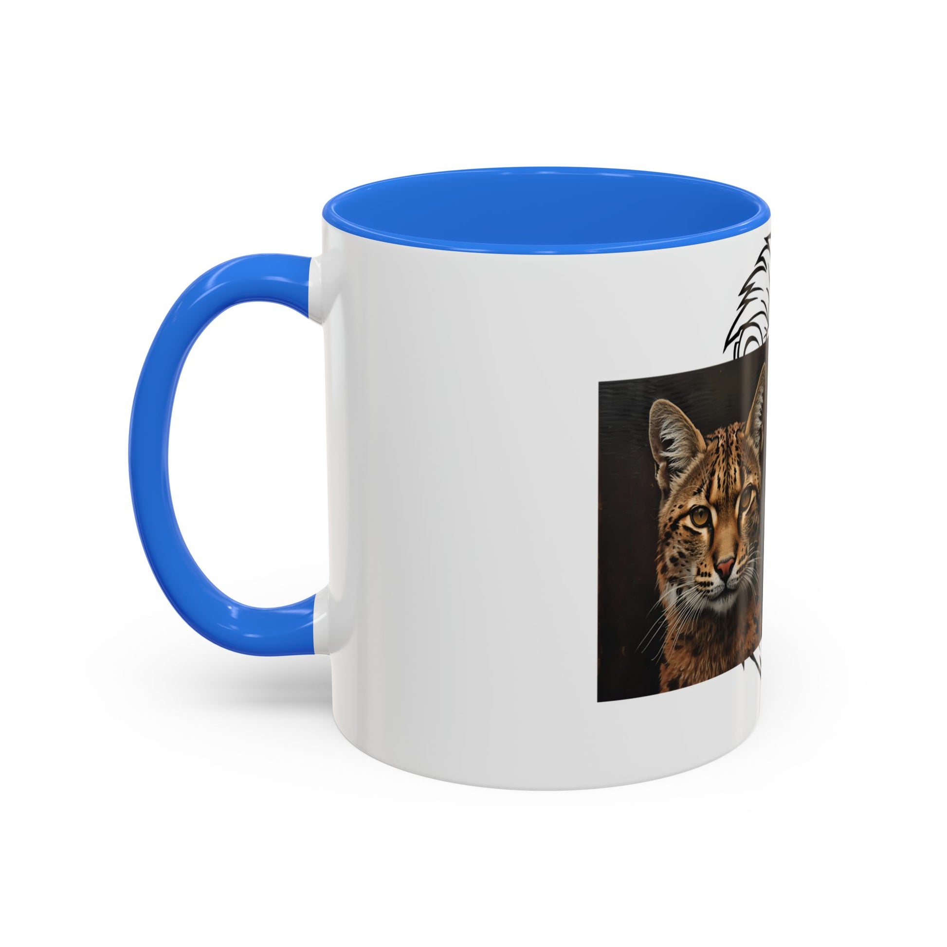 Two-tone cat mug with colorful design for cat lovers in 11oz and 15oz