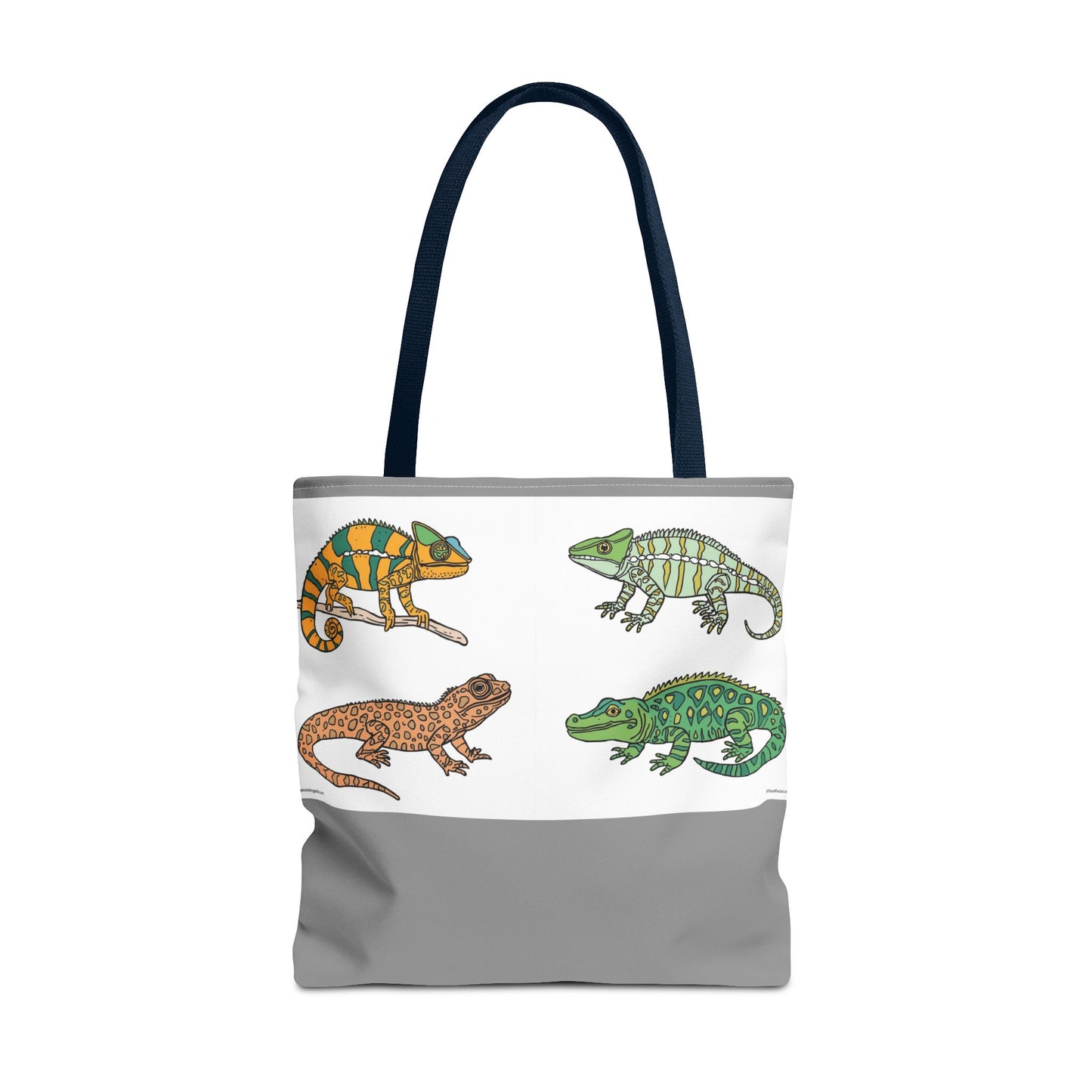 Eco-friendly lizard tote bag with colorful reptile print design