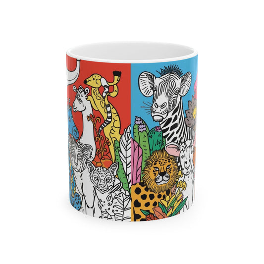 Colorful animal coffee mug for kids and animal lovers