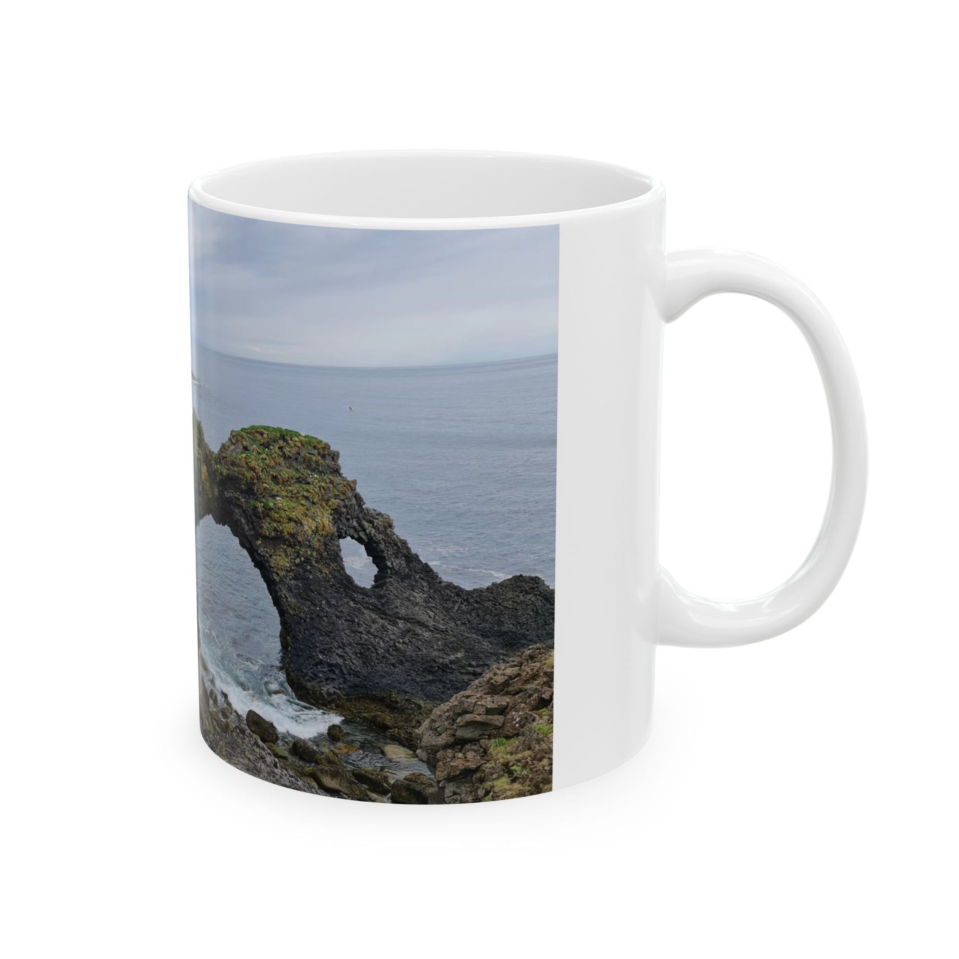Beach lover coffee cup with scenic coastal ocean view