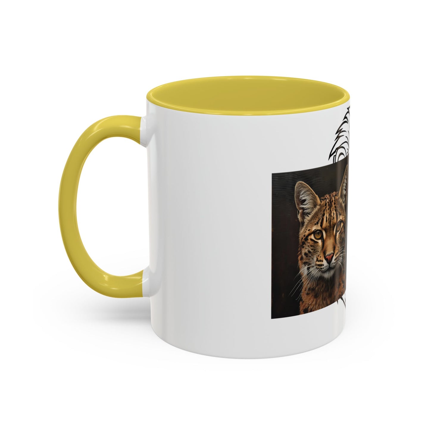 Two-tone cat mug with colorful design for cat lovers in 11oz and 15oz