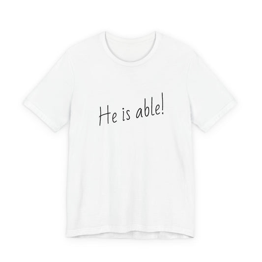 Faith-based jersey tee with inspirational message for believers