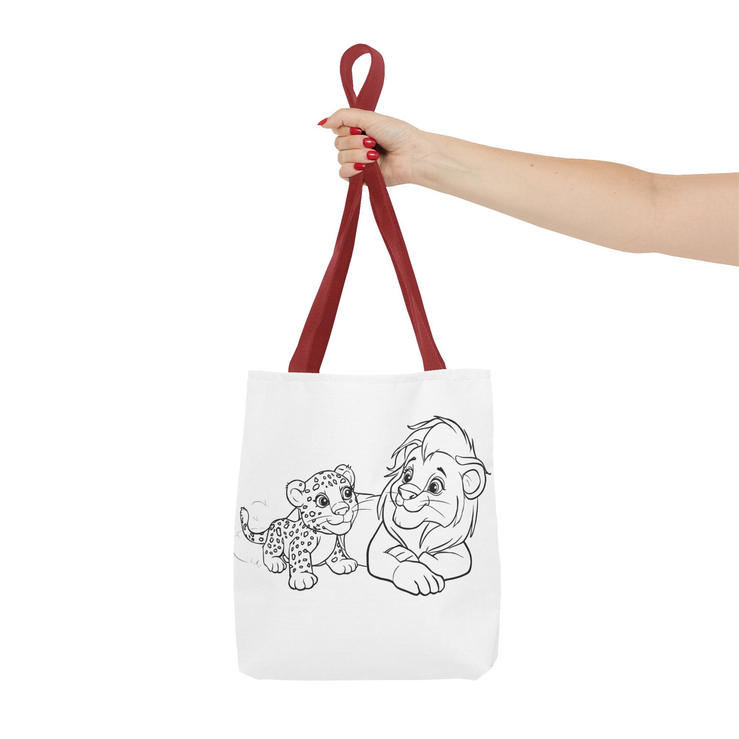 Tote bag with cartoon characters on a white background
