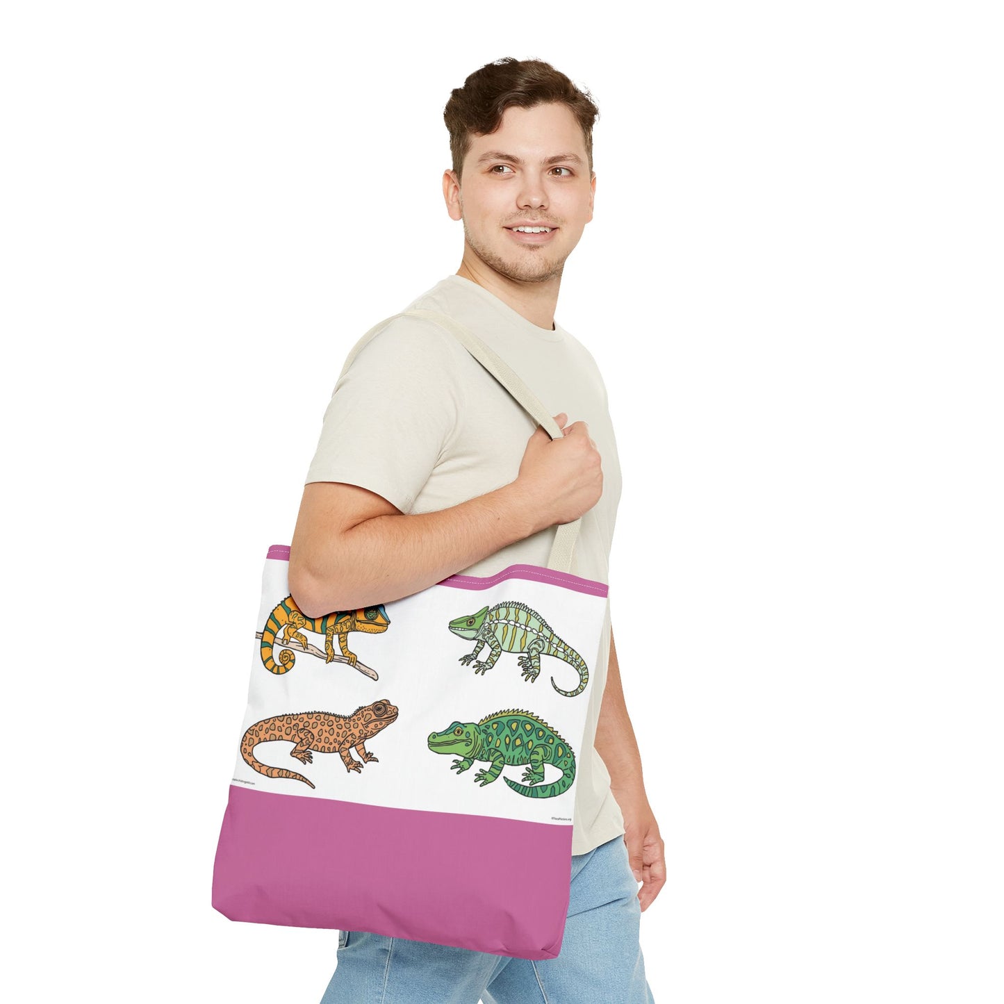 Colorful Lizard Tote Bag, Reptile Lover Gift, Eco-Friendly Shopping Bag, Beach Bag, Animal Print Purse