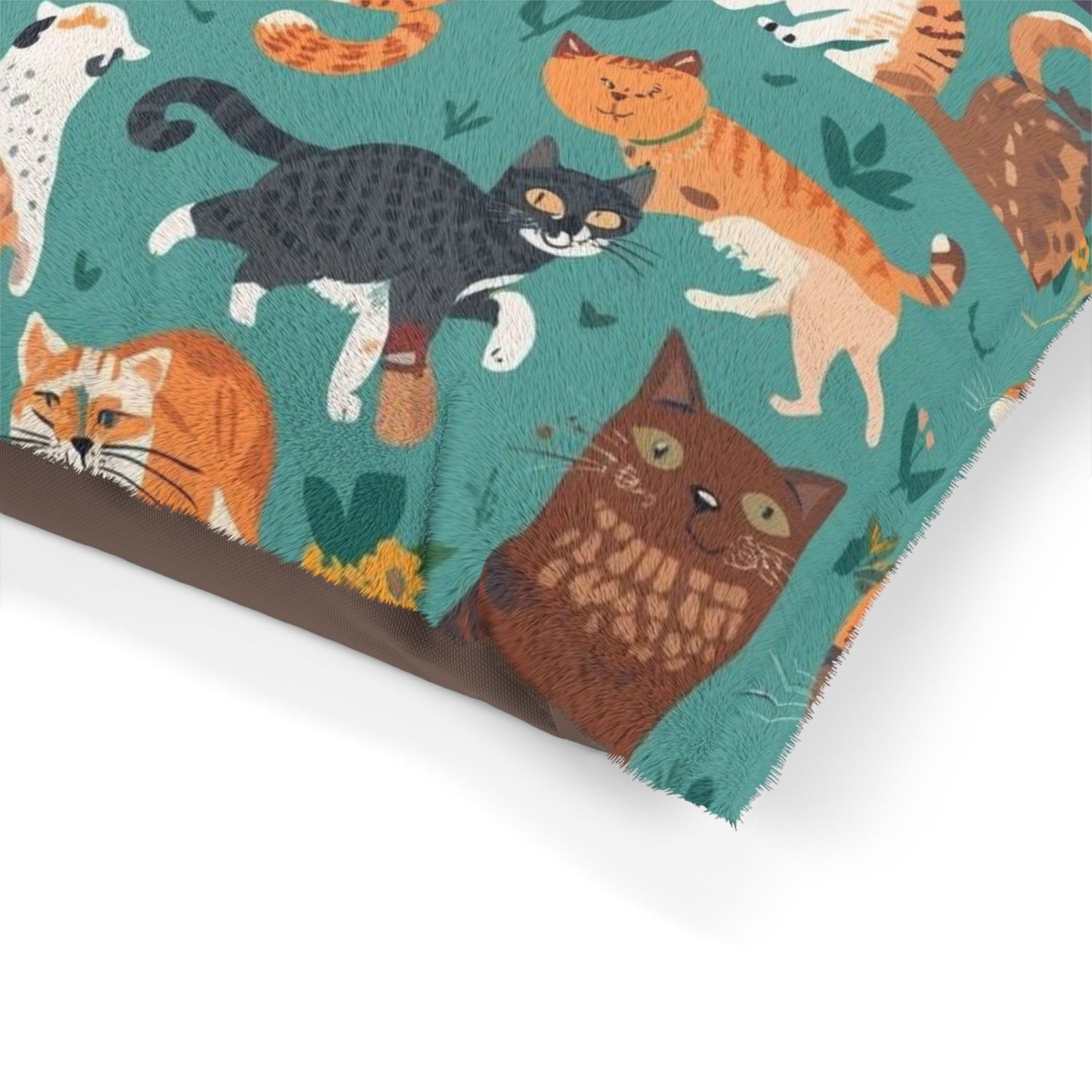 Plush cat bed with adorable feline print for cat lovers
