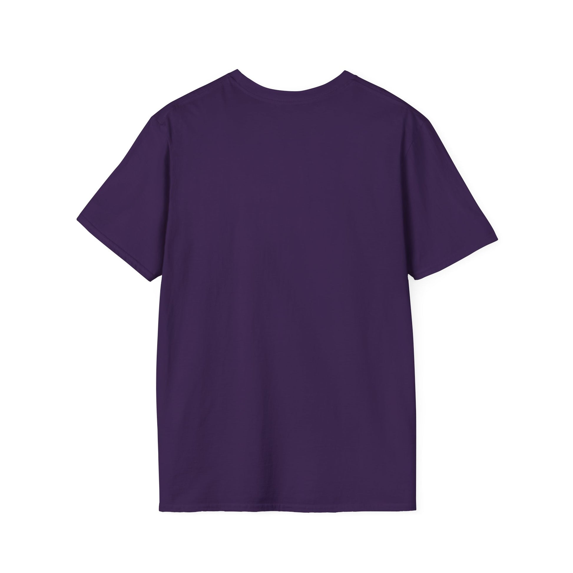Back side purple botanical t-shirt on a white background