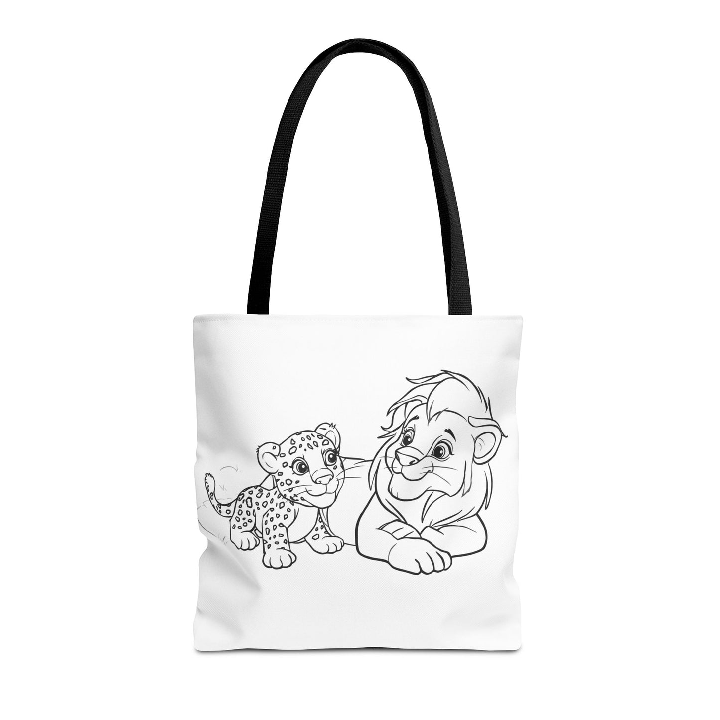 Lion and cub tote bag with whimsical animal design