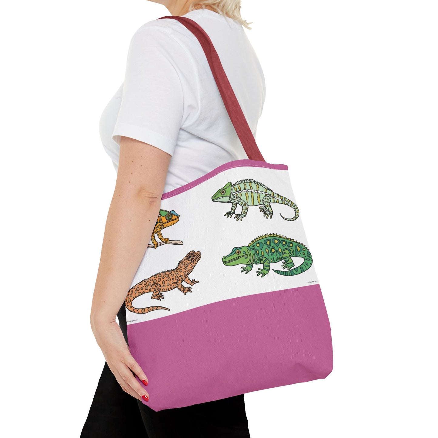 Colorful Lizard Tote Bag, Reptile Lover Gift, Eco-Friendly Shopping Bag, Beach Bag, Animal Print Purse