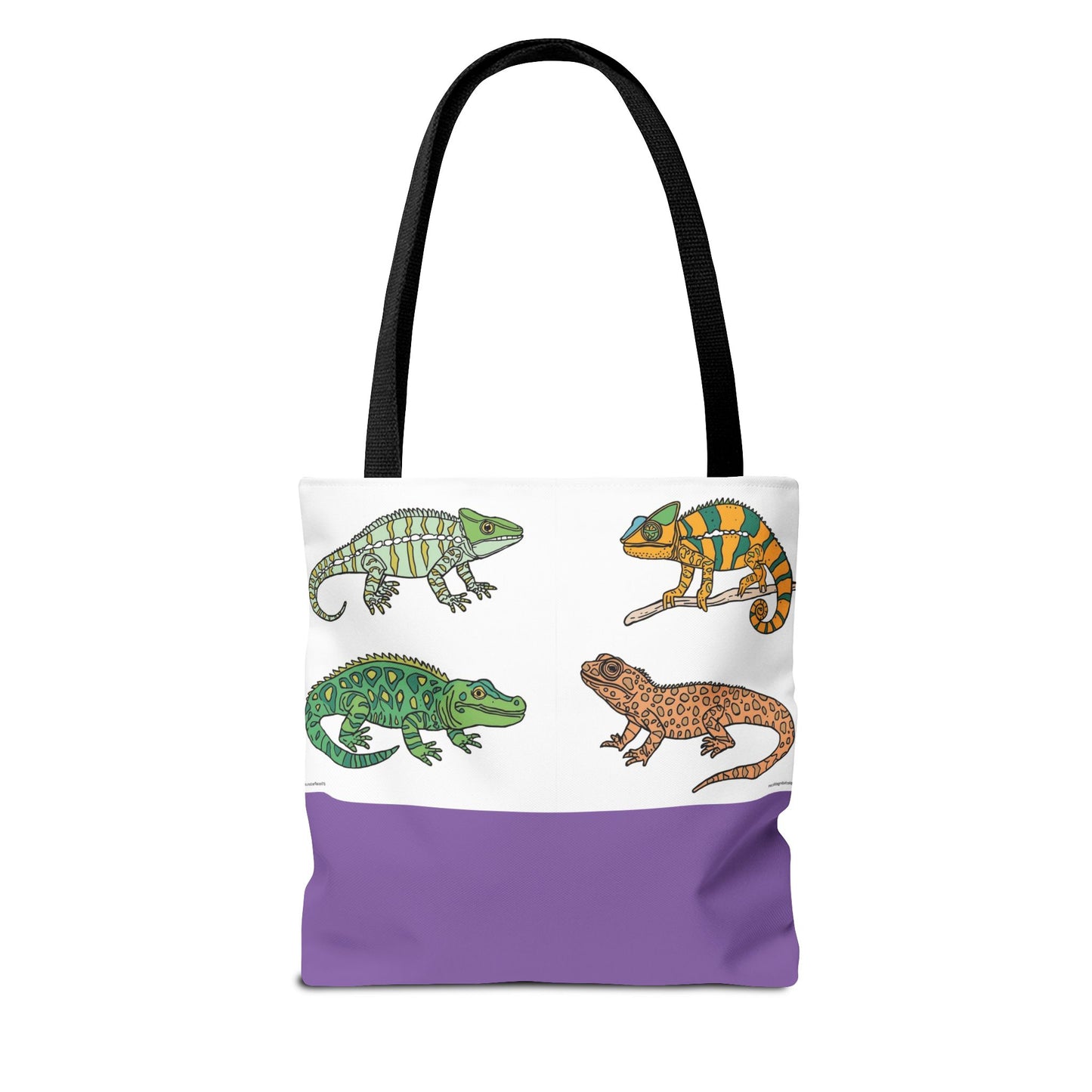Reptile tote bag with colorful lizard print for beach and shopping