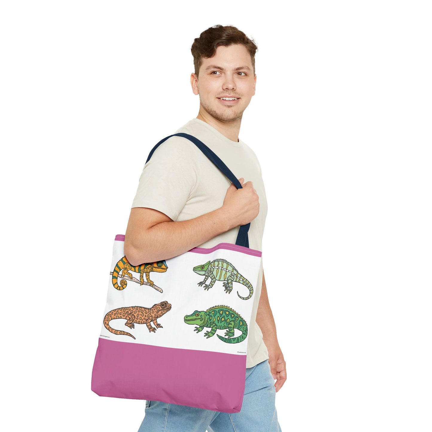 Colorful Lizard Tote Bag, Reptile Lover Gift, Eco-Friendly Shopping Bag, Beach Bag, Animal Print Purse
